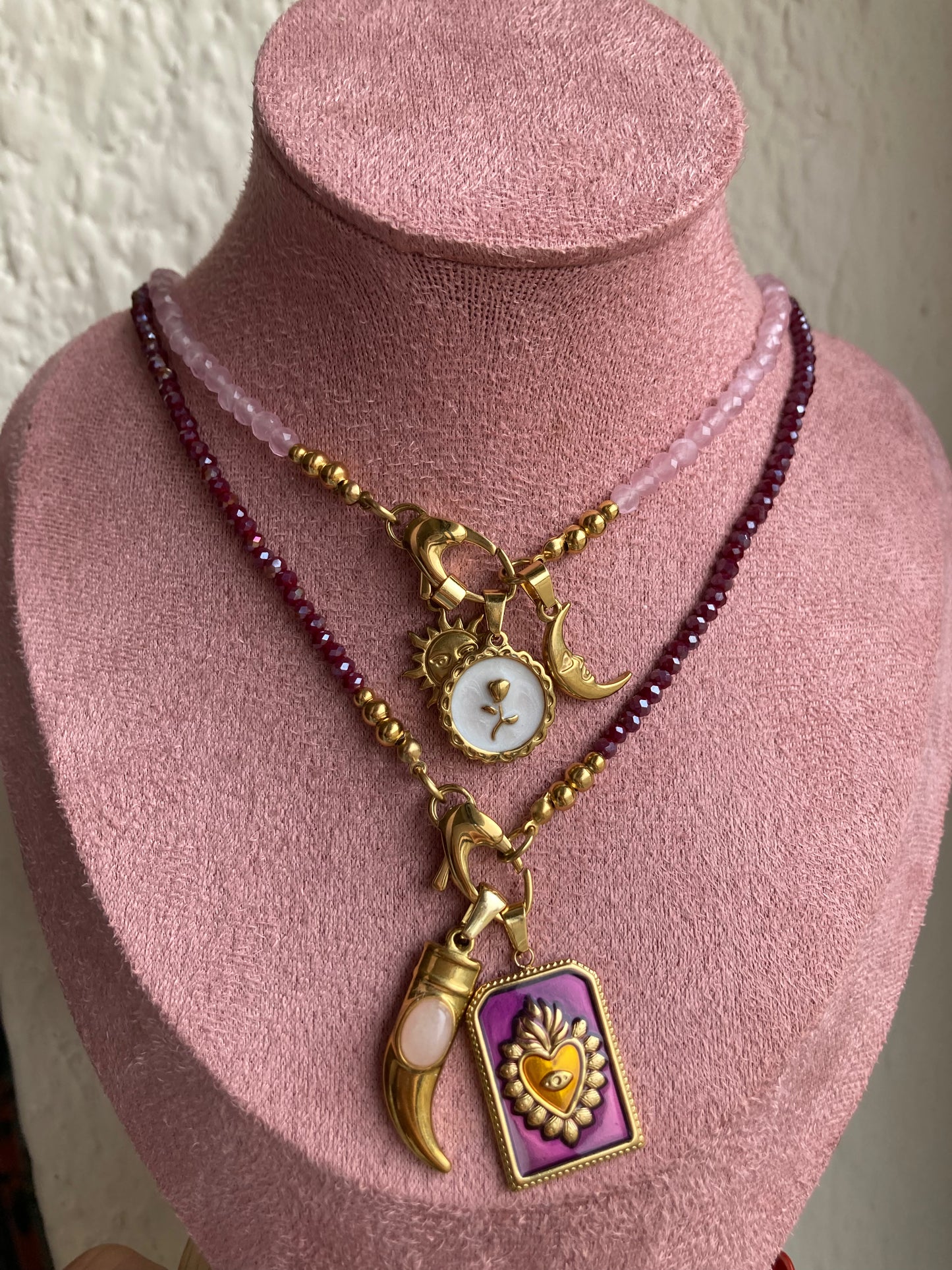 Collana Cristallini e Pendenti in Acciaio