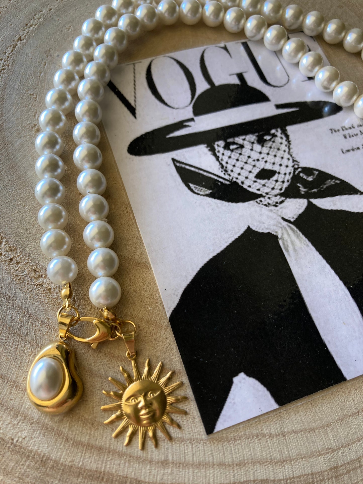 Collana con perle di Majorca e due pendenti