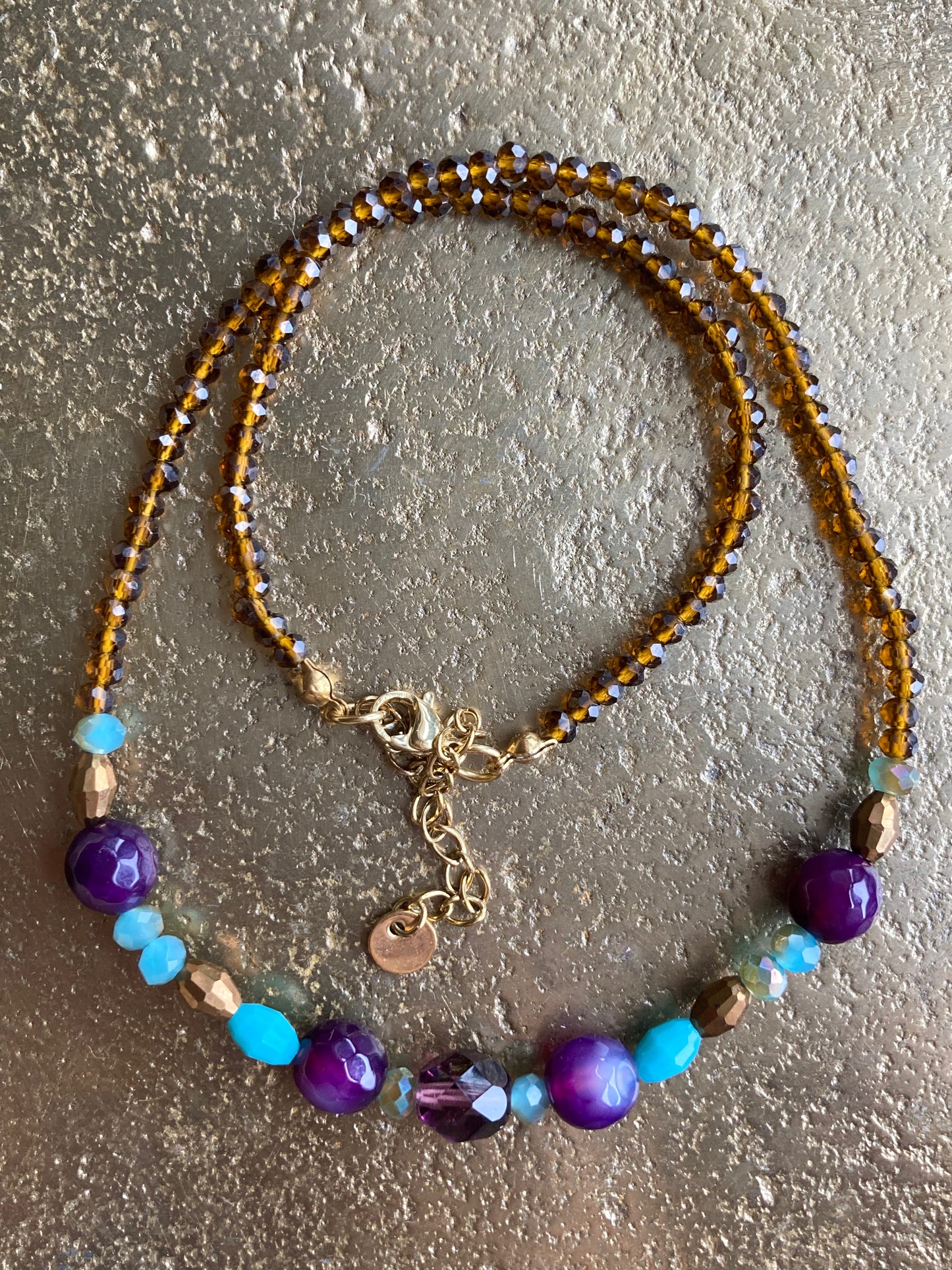 Collana Cristalli Ambra e Mix Viola, Azzurro