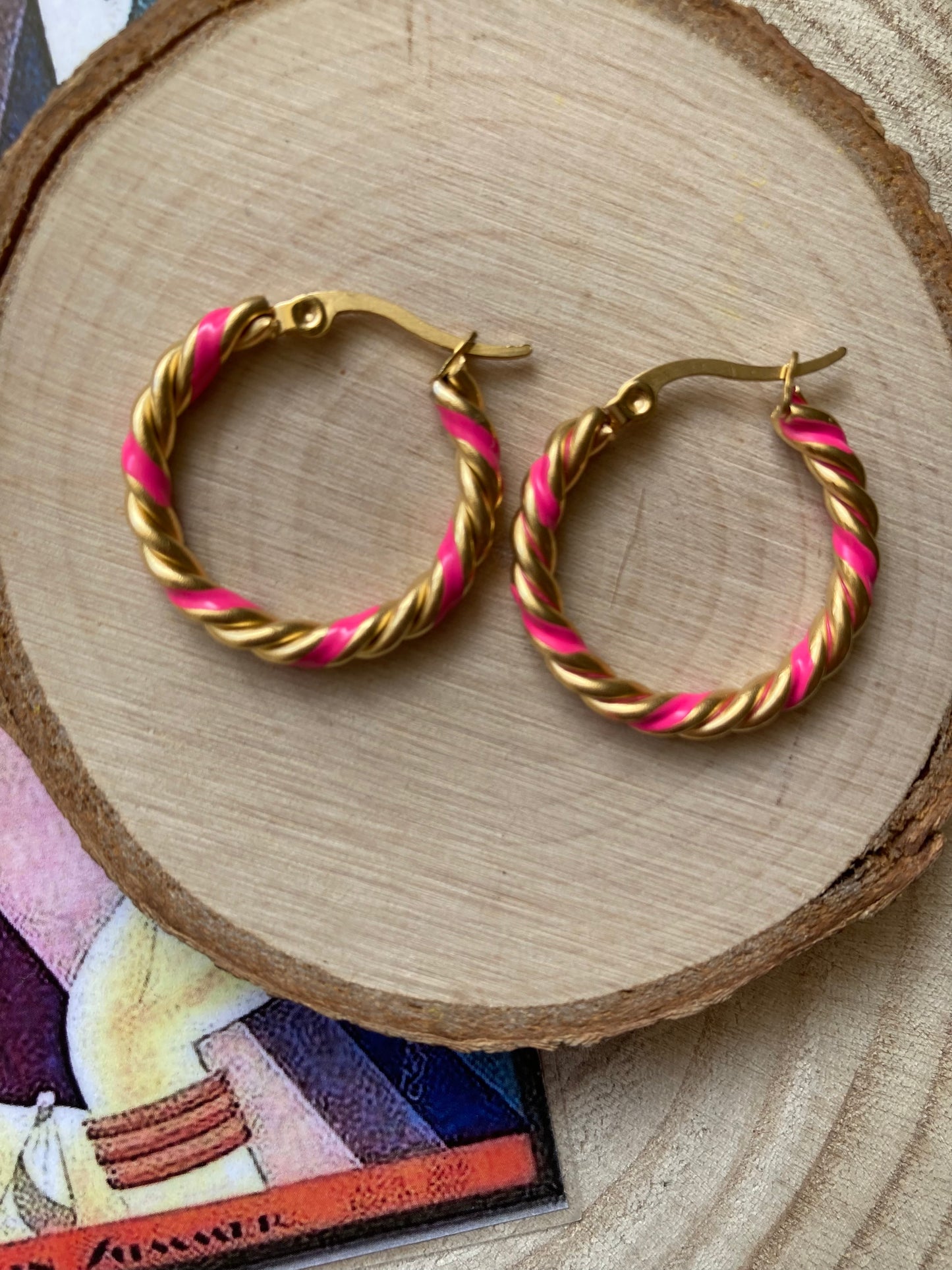Hoop earrings torchon smaltati