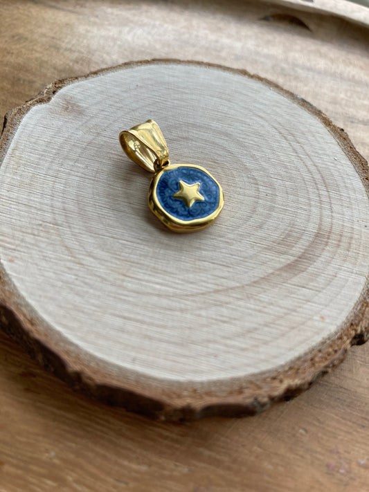 Ciondolo Stella Smaltato Blu, Gold