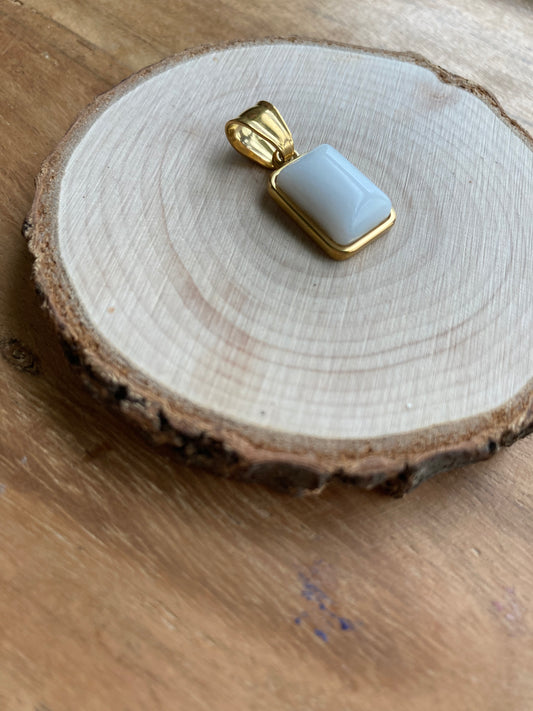 Ciondolo Resina Bianca Rettangolare, Gold