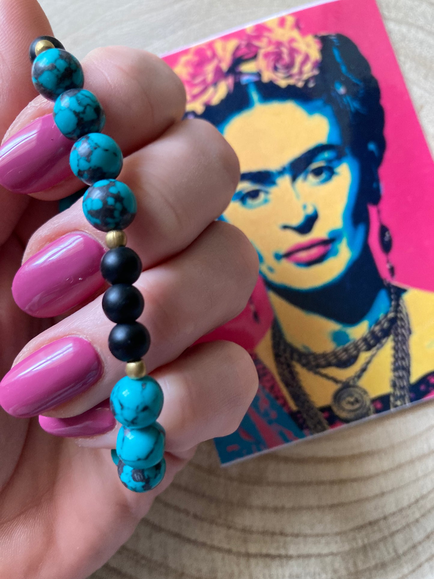 Bracciale Turchese, Pietra Lavica Opaca Elastico