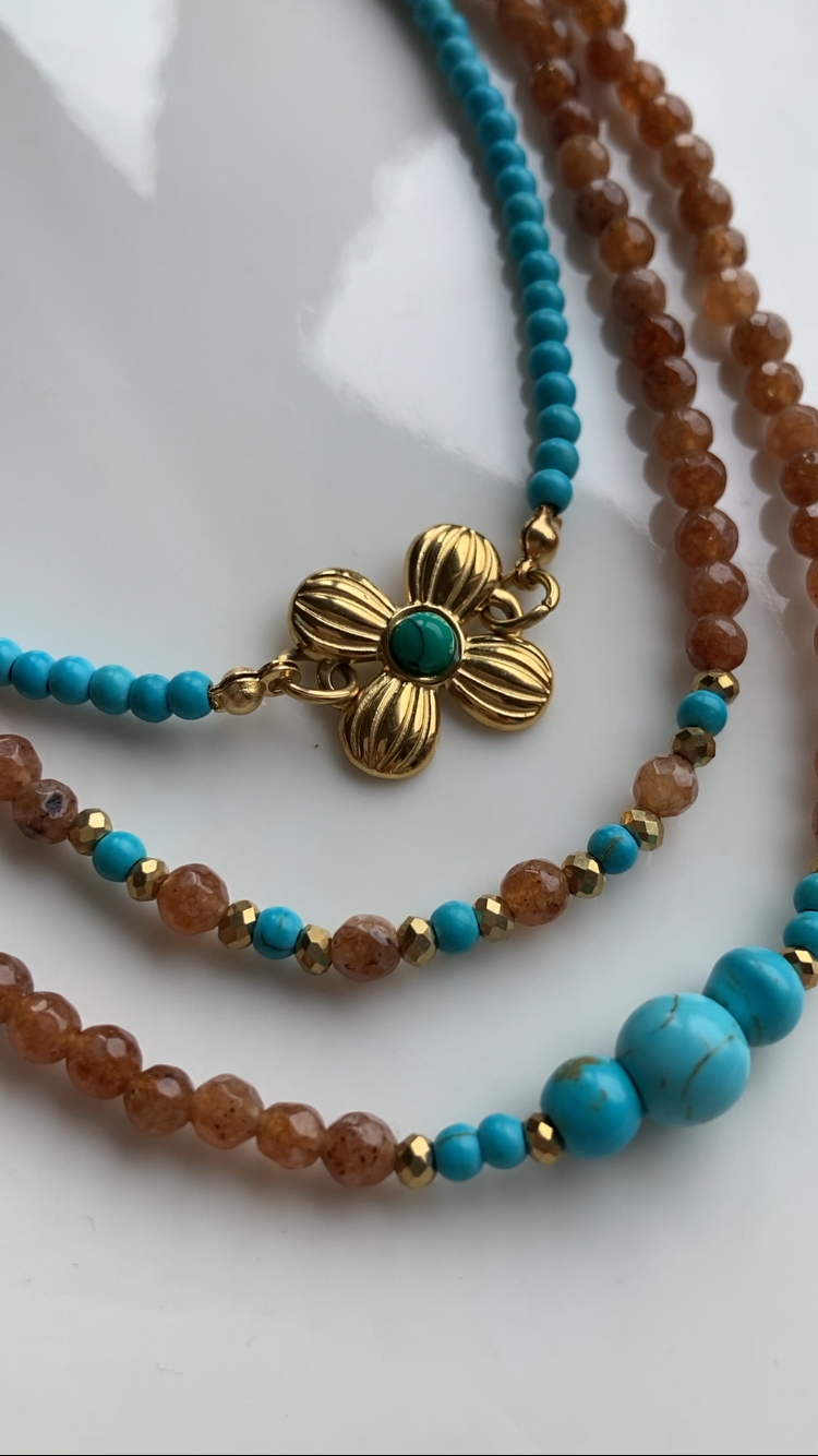 Collana Girocollo Choker con Pietre di Agata Nocciola