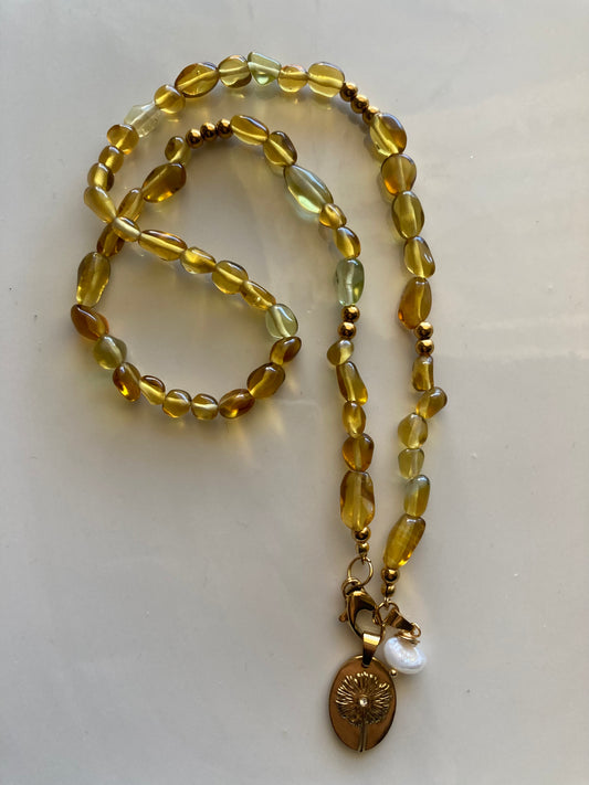 Collana Girocollo Quarzo Citrino Con Pendenti