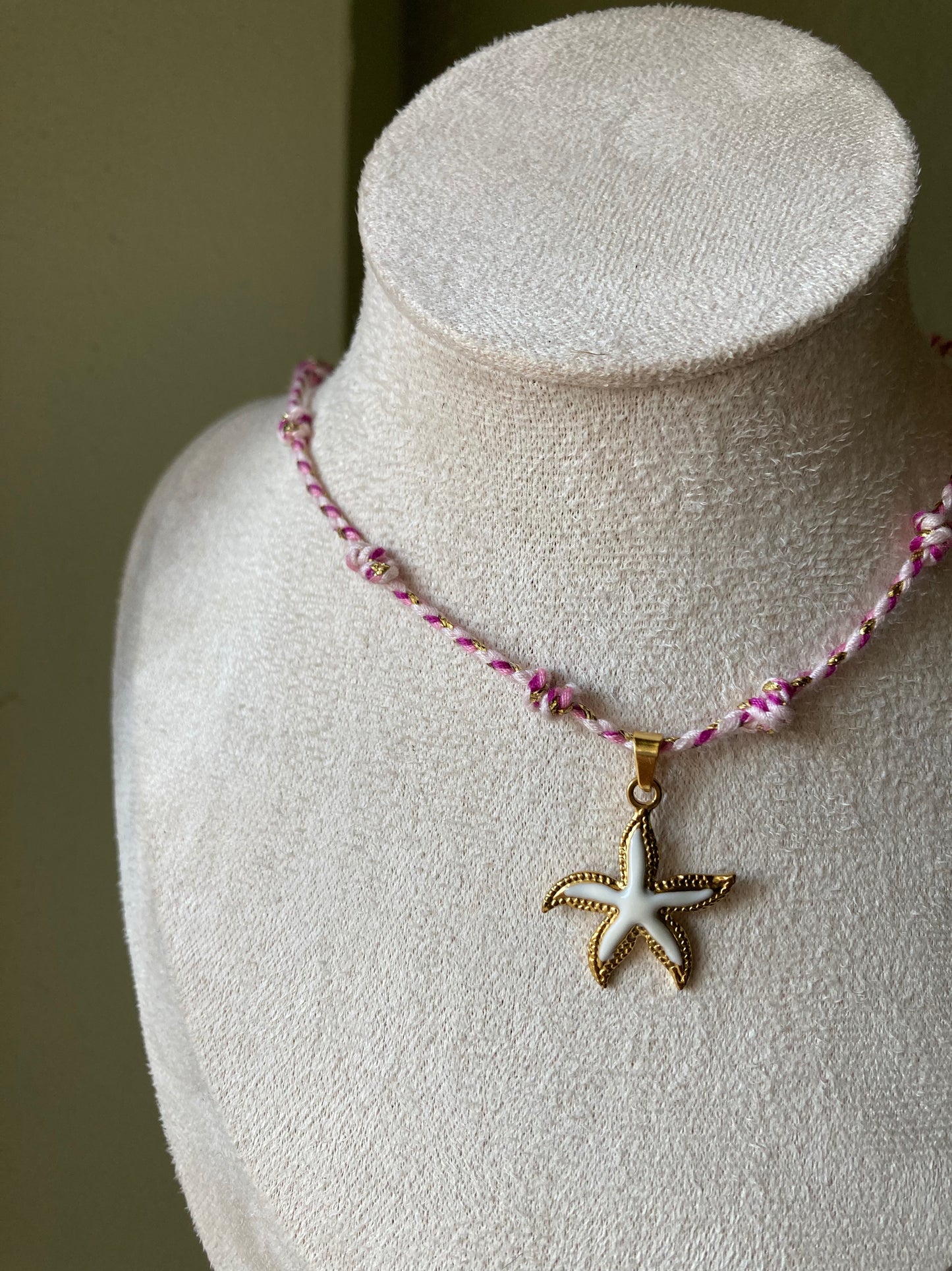 Collanina Kora Cordino Rosa 1 Pendente