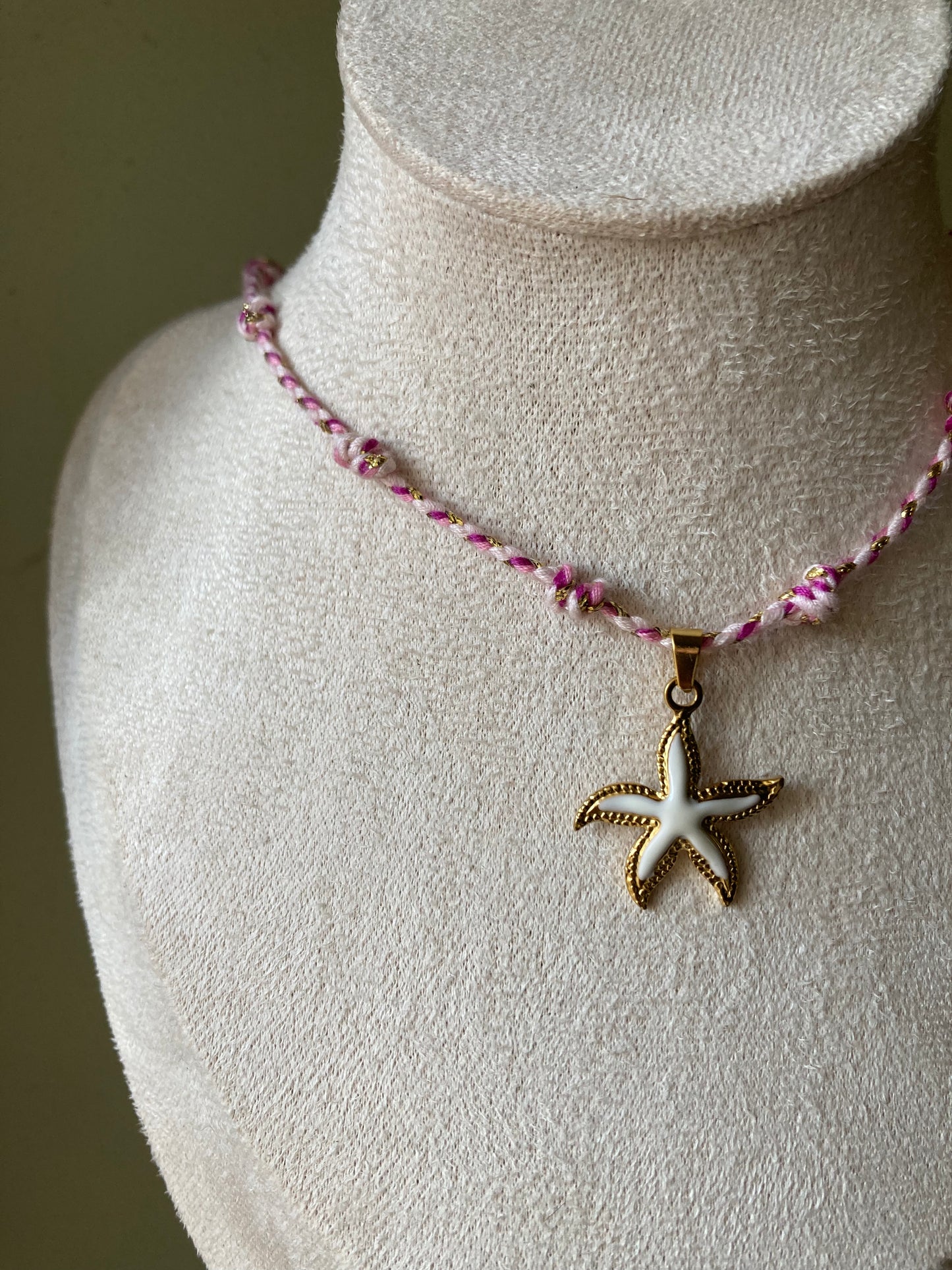 Collanina Kora Cordino Rosa 1 Pendente