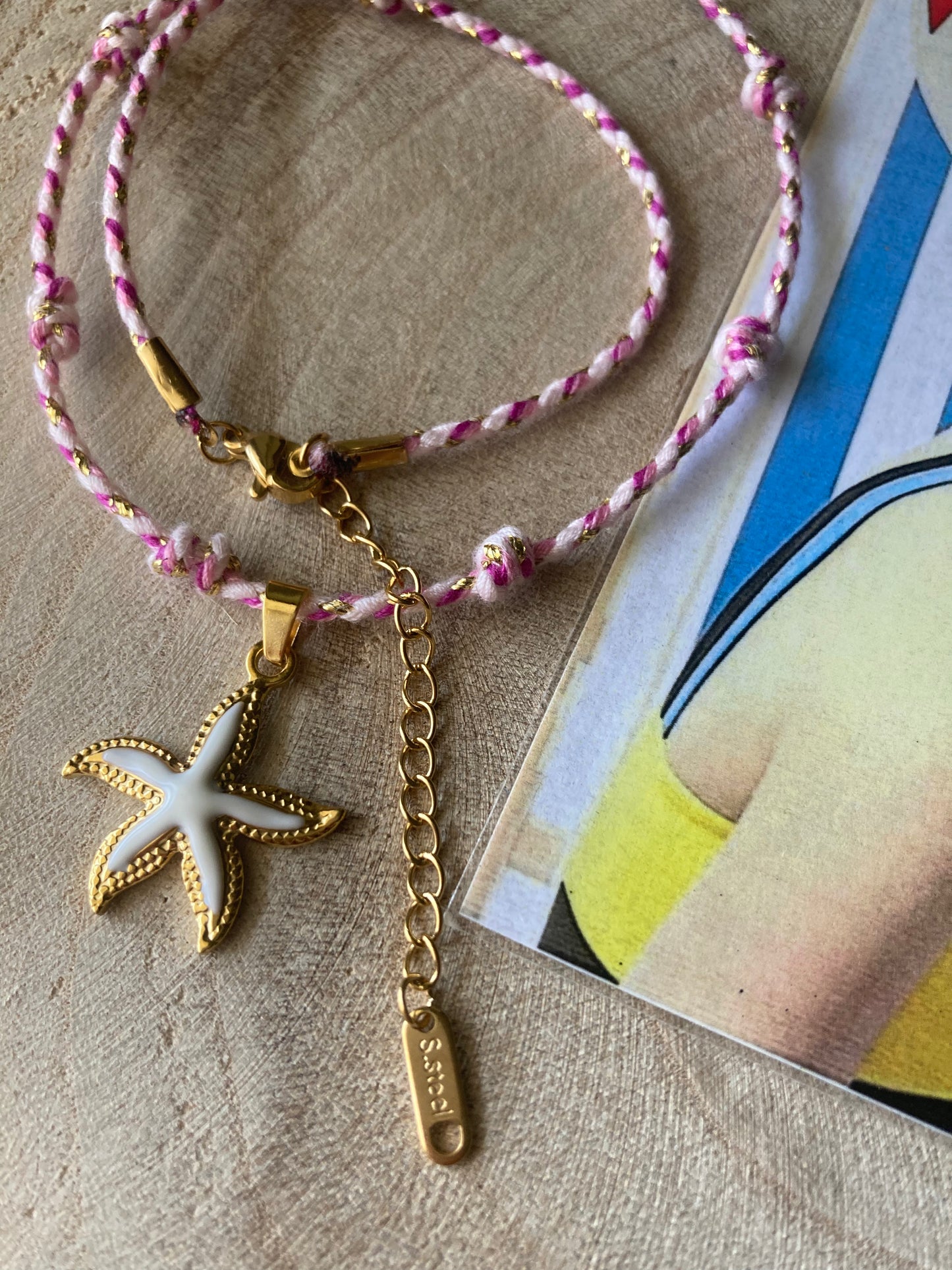 Collanina Kora Cordino Rosa 1 Pendente