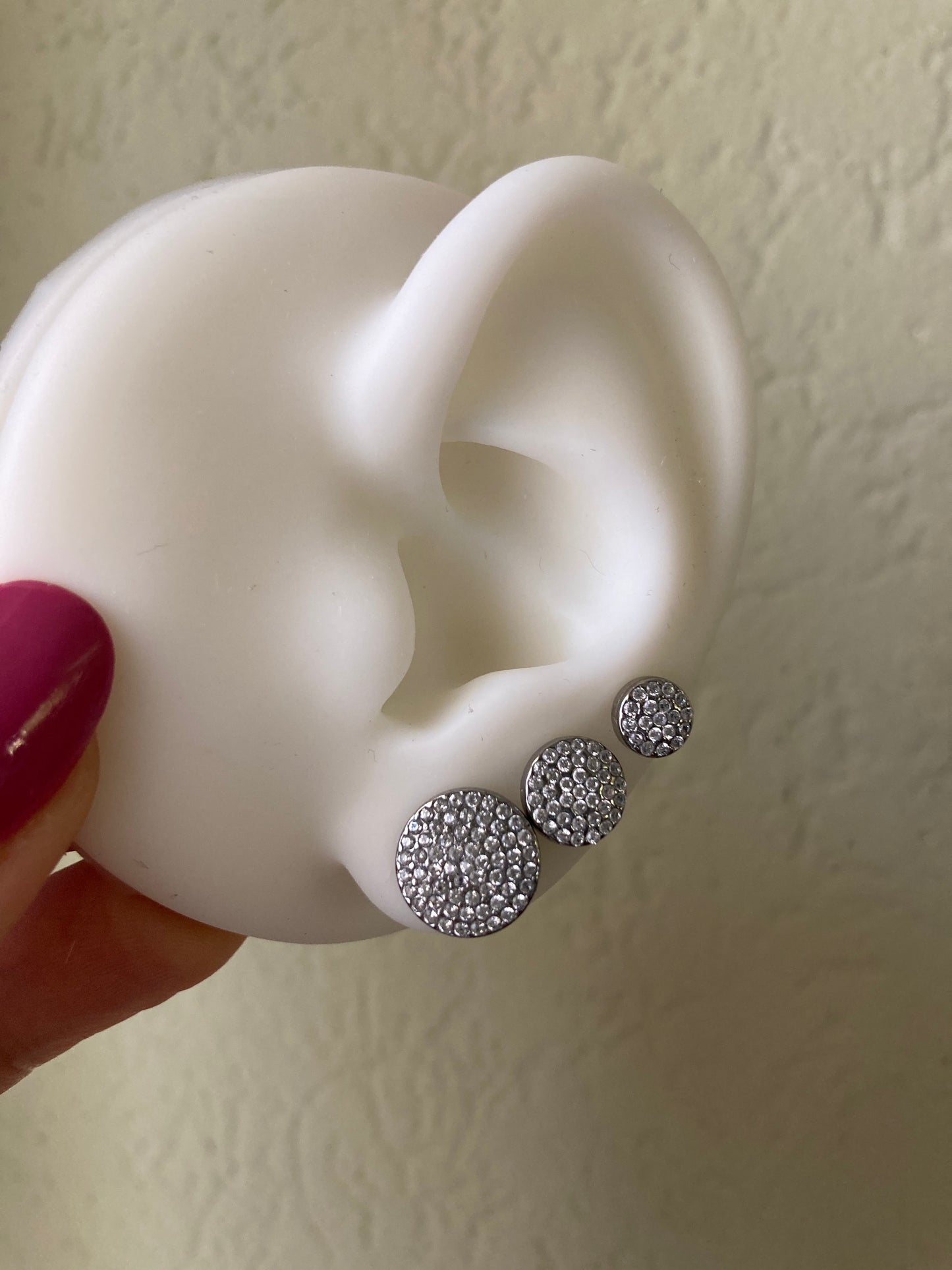 Orecchino Tondo Pavè Silver