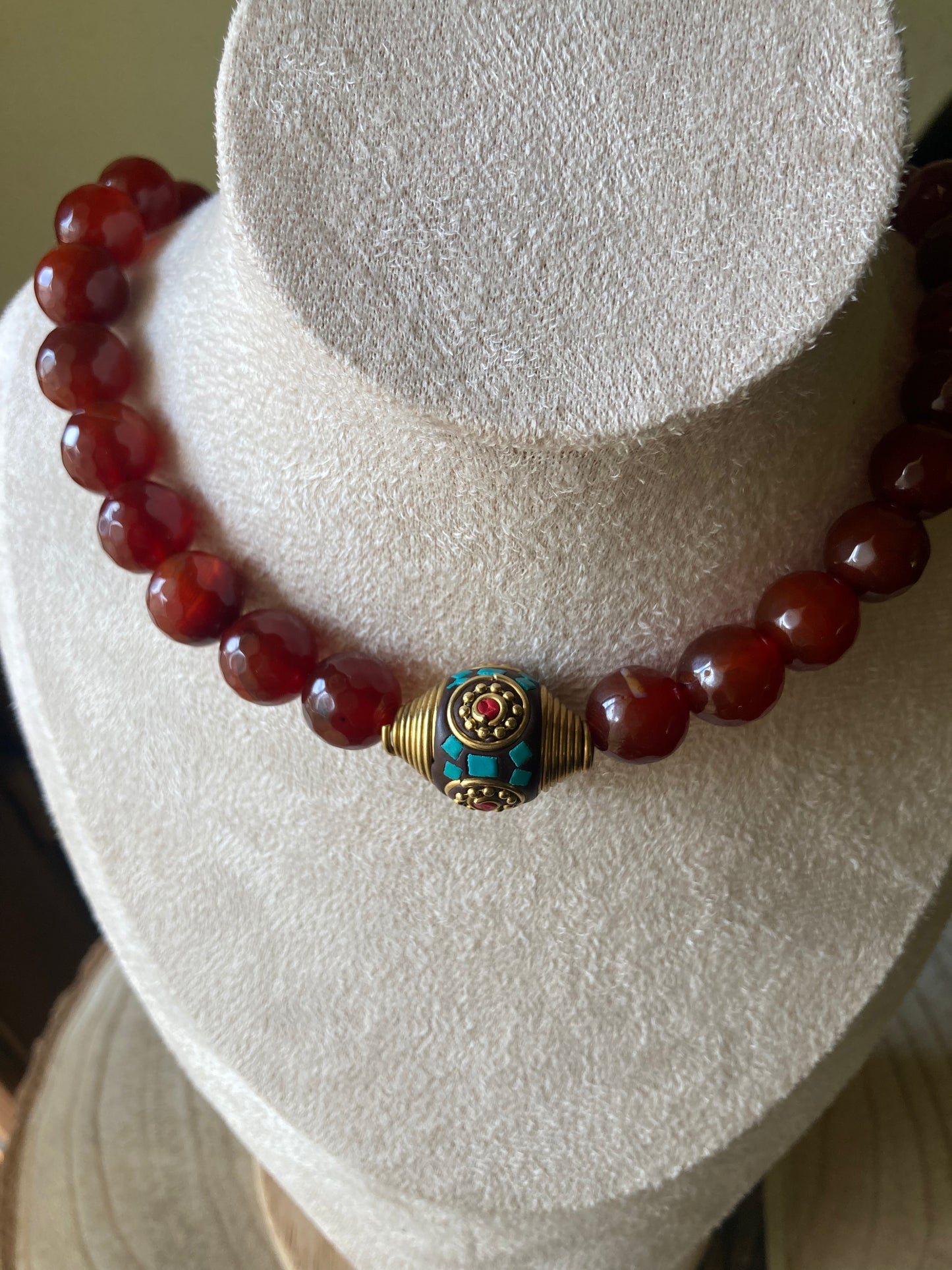 Collana Girocollo Agata Corniola Perlina Nepalese