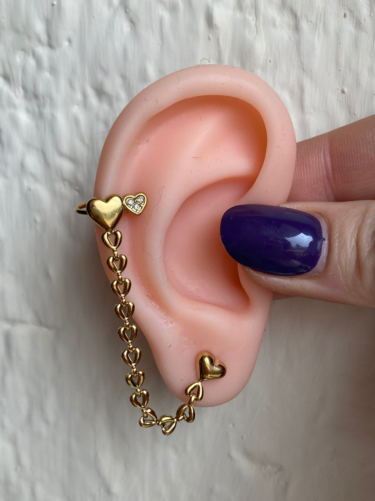 Orecchino Più Earcuff Chain Cuore