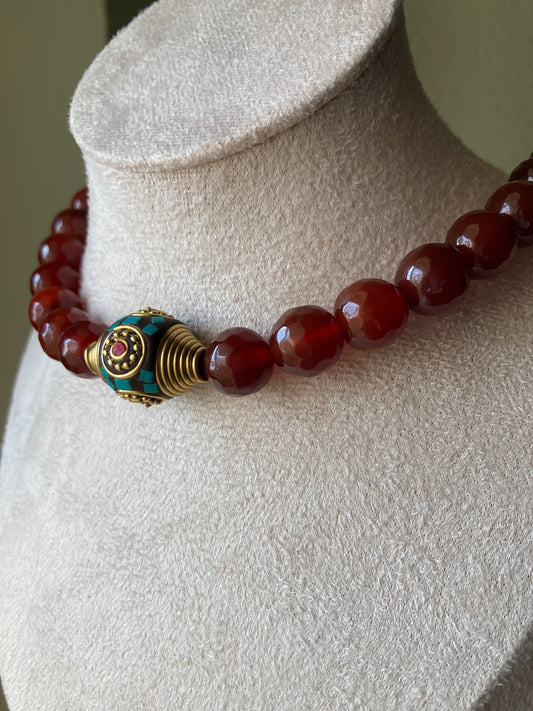 Collana Girocollo Agata Corniola Perlina Nepalese