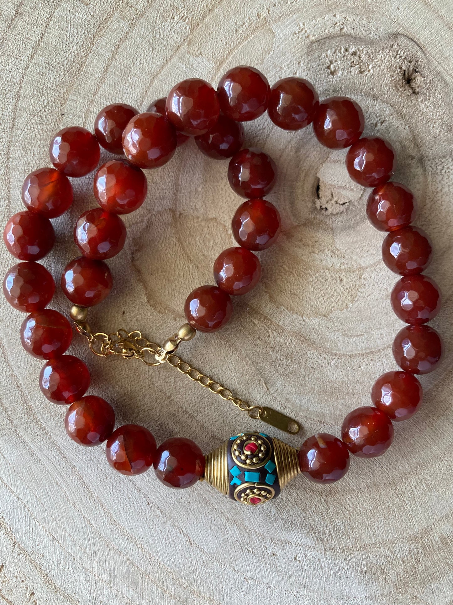 Collana Girocollo Agata Corniola Perlina Nepalese