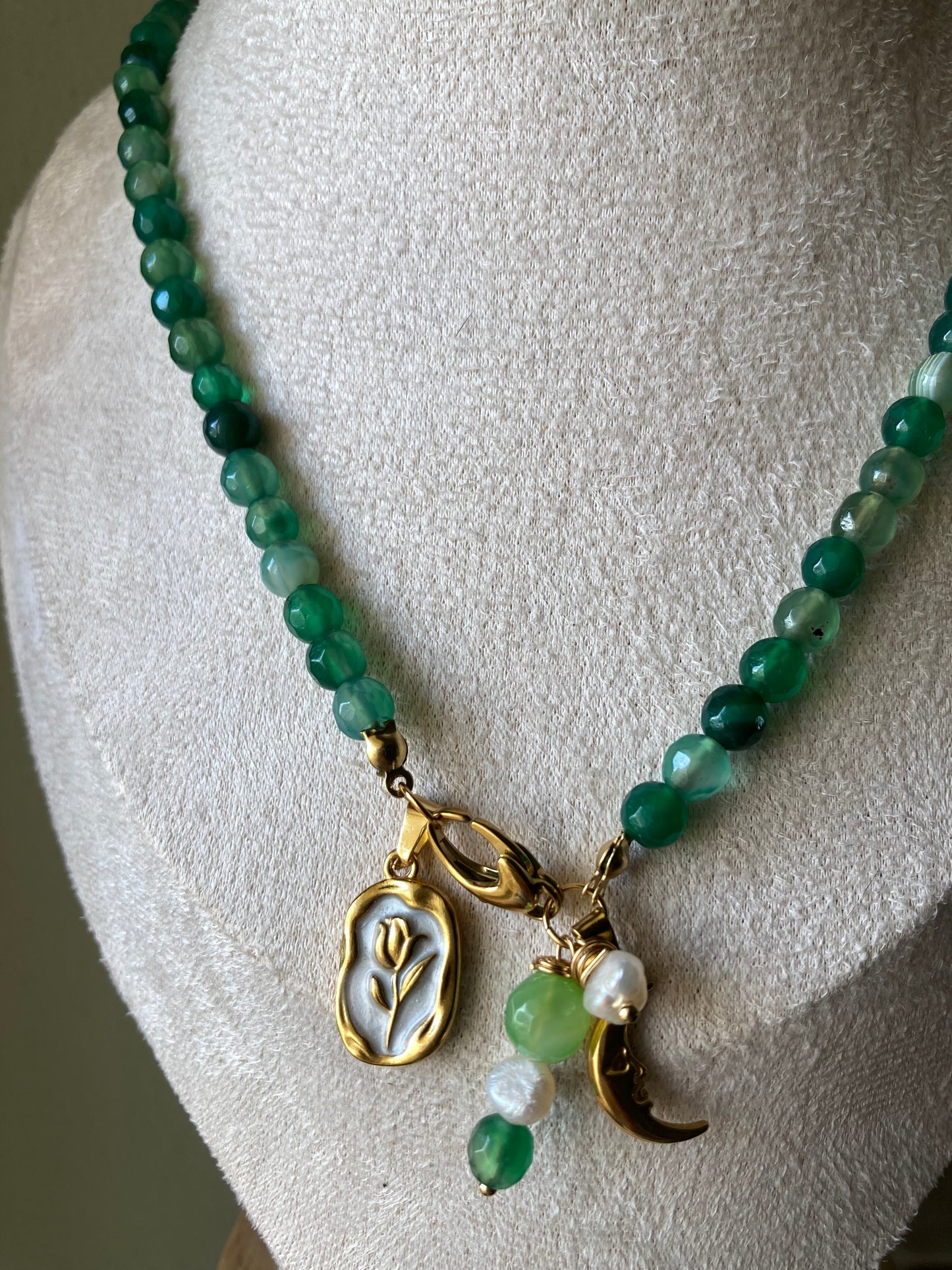 Collana Pietre Agata Verdi 4 Pendenti