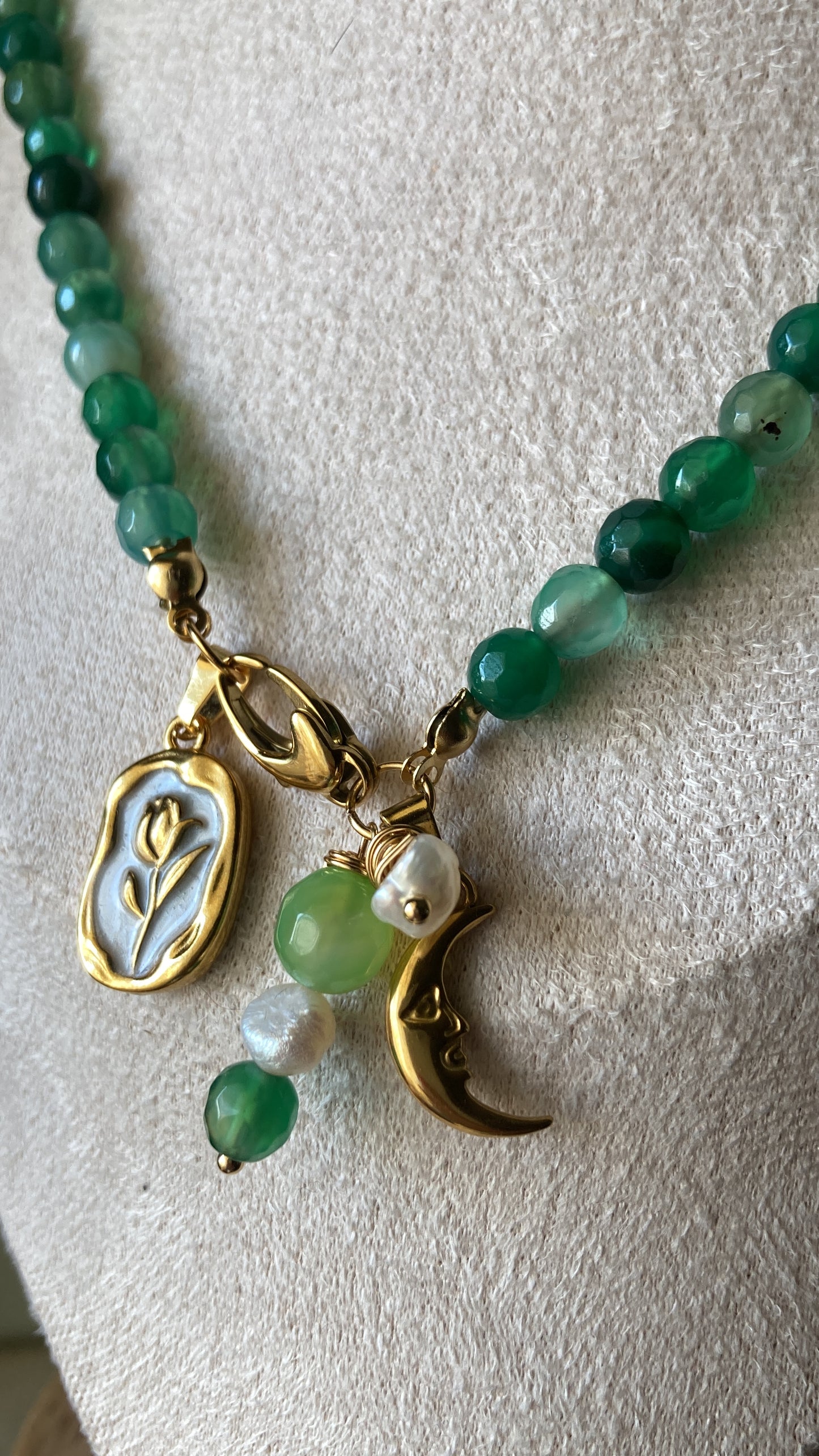 Collana Pietre Agata Verdi 4 Pendenti