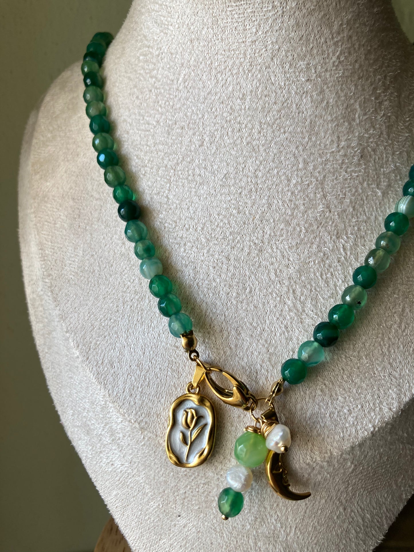 Collana Pietre Agata Verdi 4 Pendenti