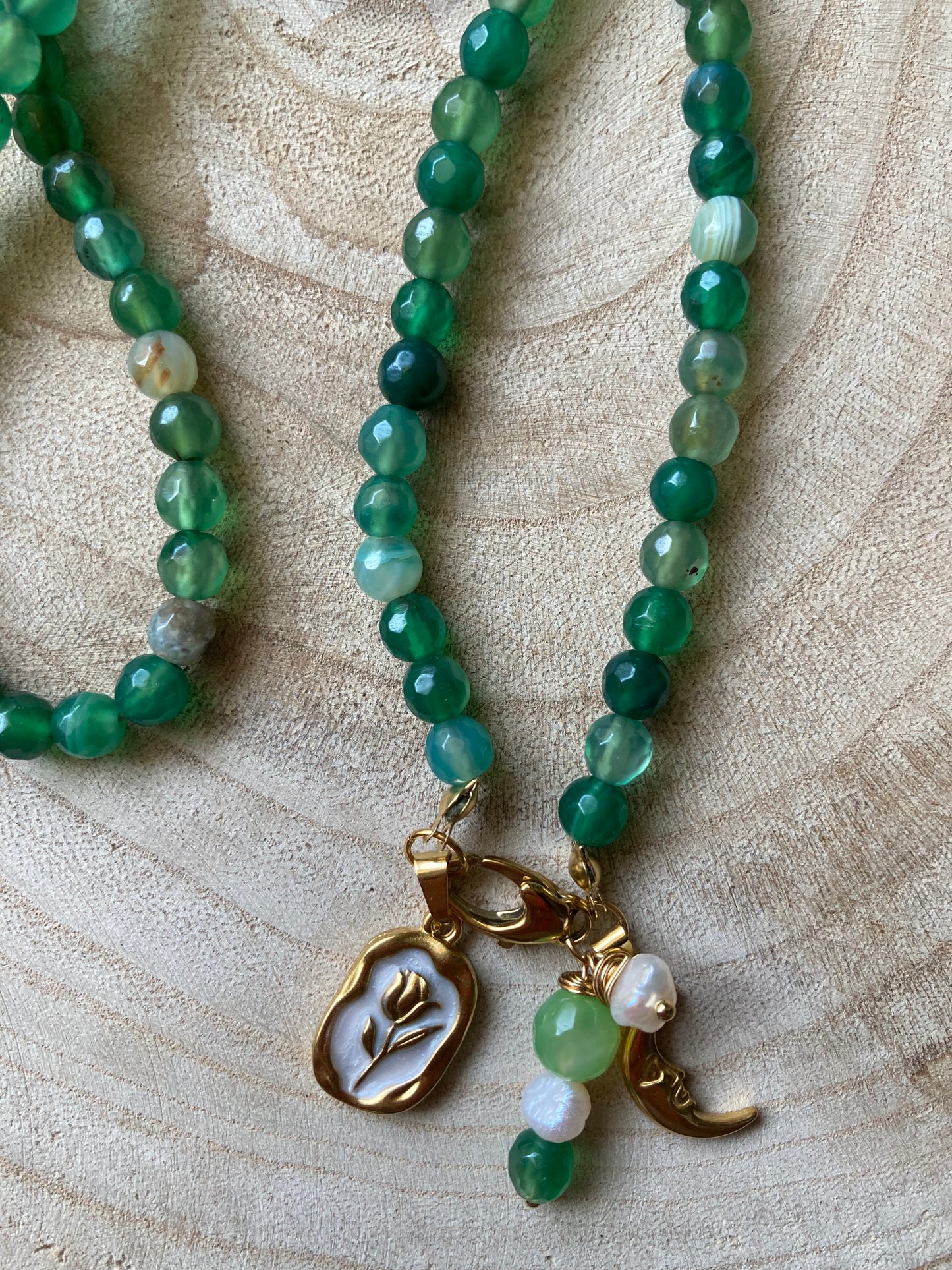 Collana Pietre Agata Verdi 4 Pendenti
