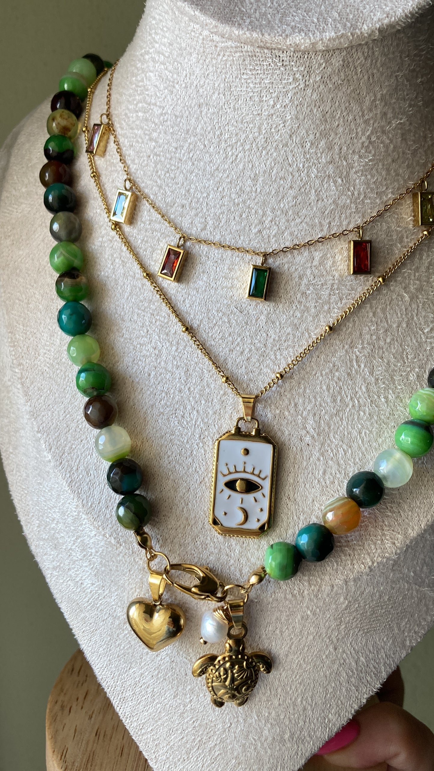 Collana Pietre di Agata Multicolor 3 Pendenti