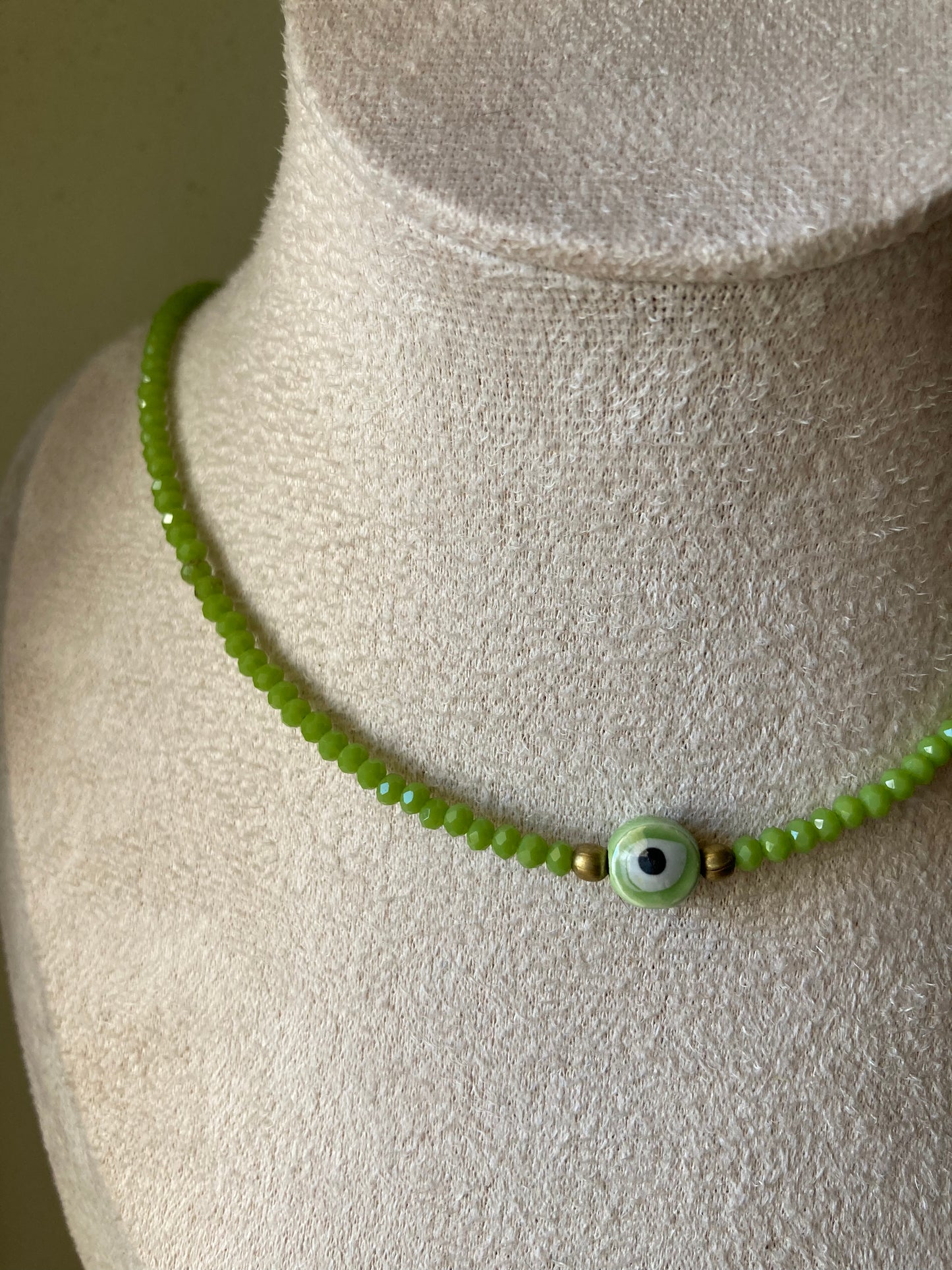 Girocollo Cristalli Colorati Occhio Turco Pepite in Ottone