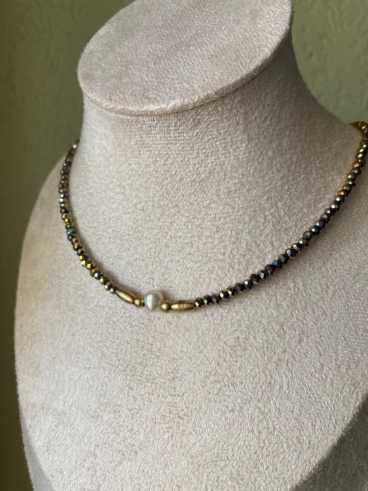 Collana Cristalli Perla Di Fiume Centrale