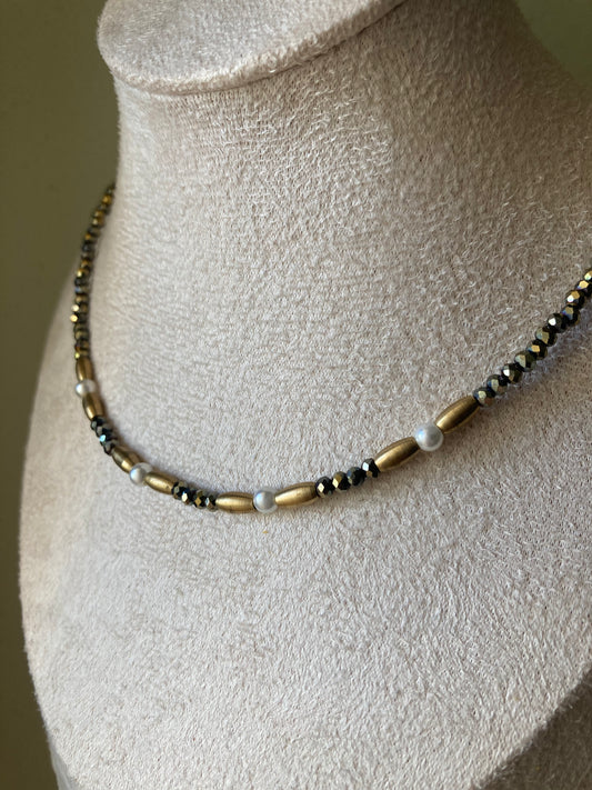 Collana In Acciaio e Piccole Perle