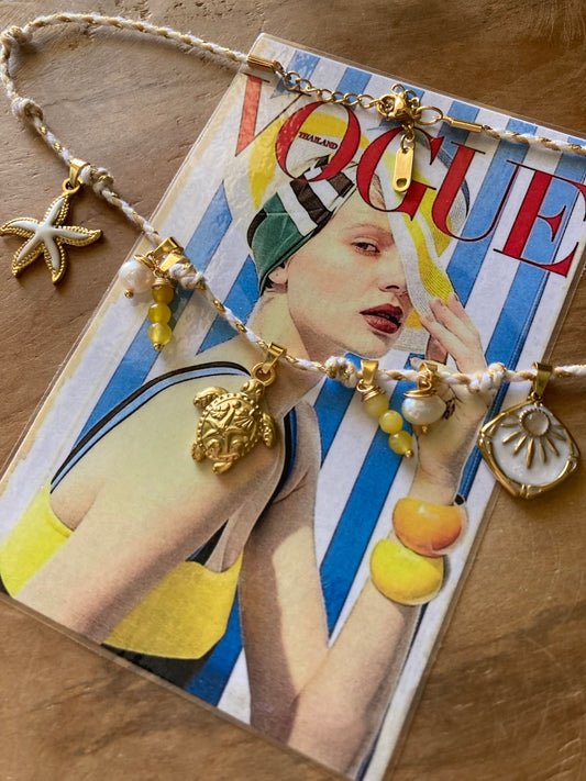 Collanina Kora Cordino Bianco 5 Pendenti