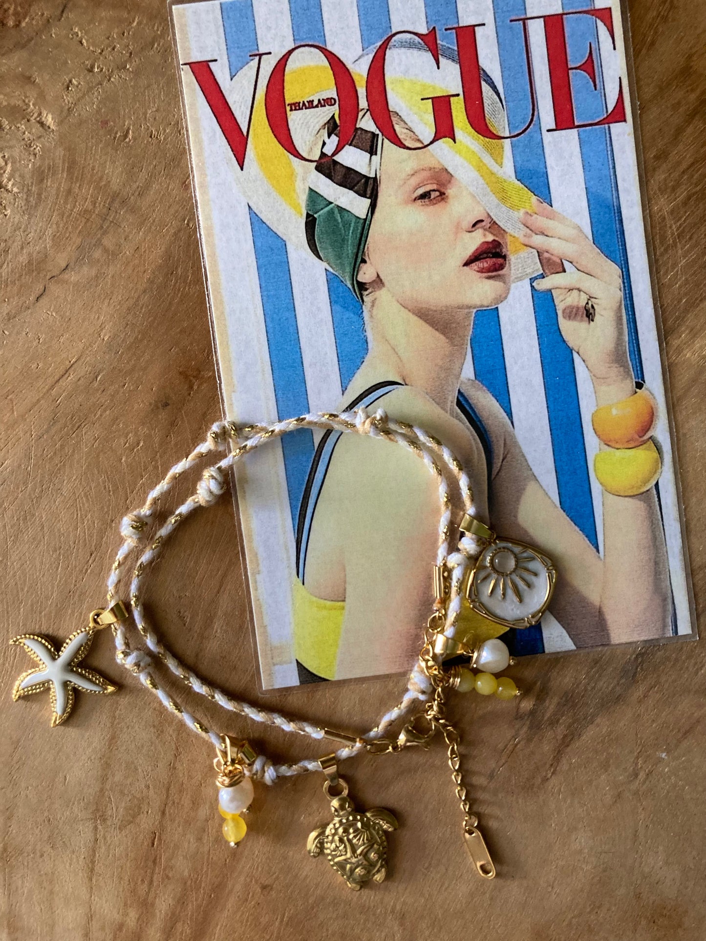 Collanina Kora Cordino Rosa 5 Pendenti