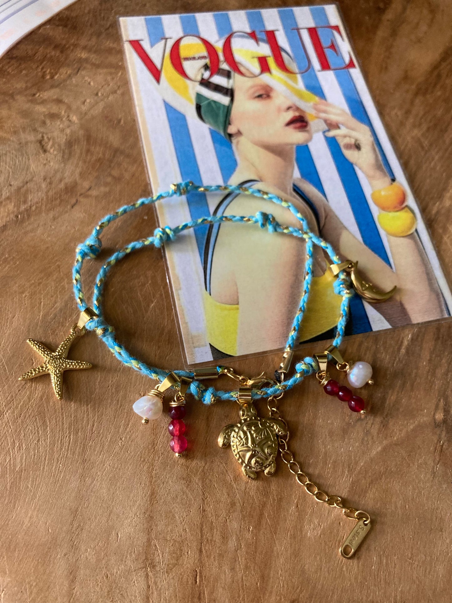 Collanina Kora Cordino Azzurro 5 Pendenti