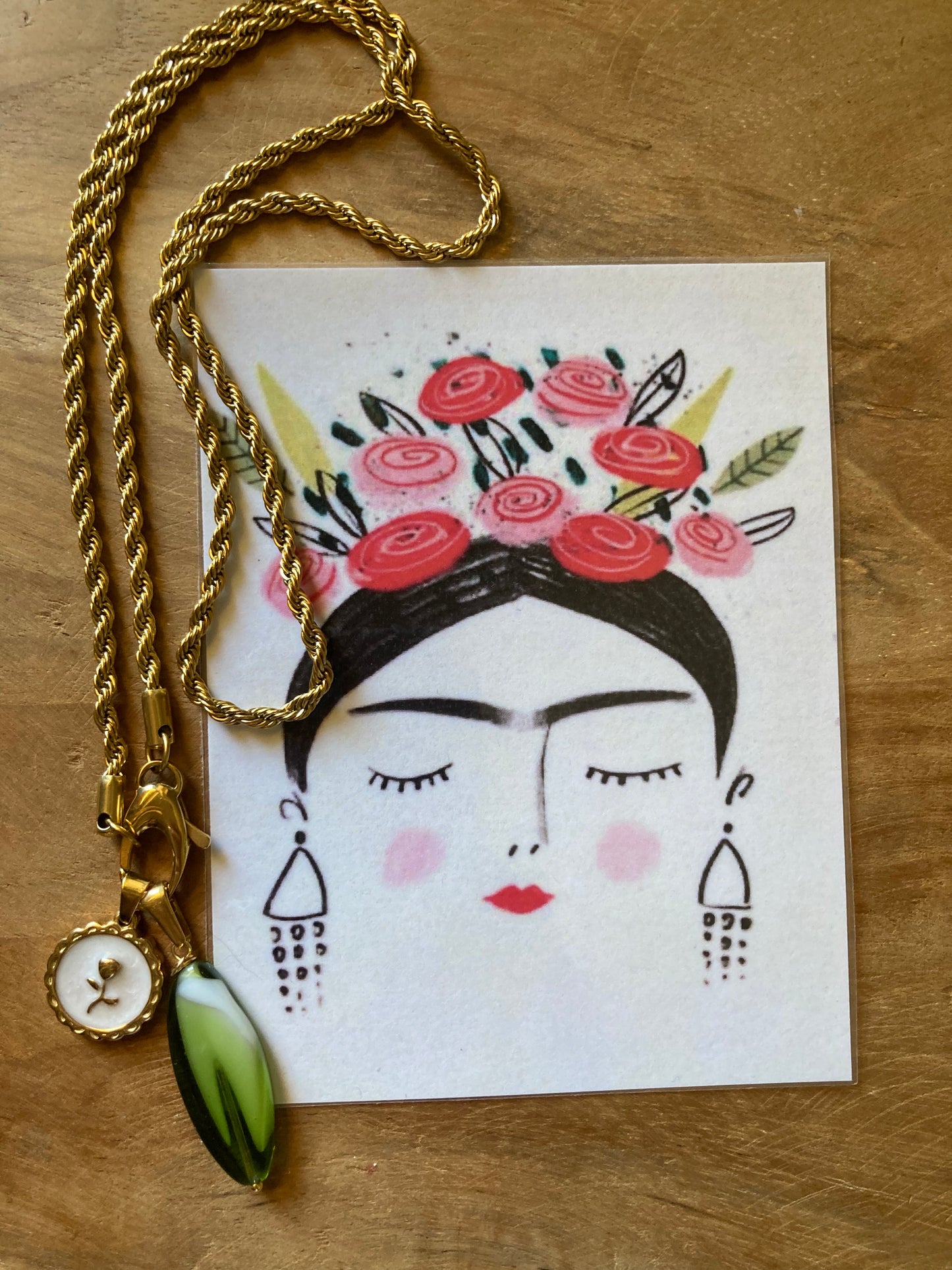Collana Braid Con Pendente Cristallo e Ciondolo Acciaio