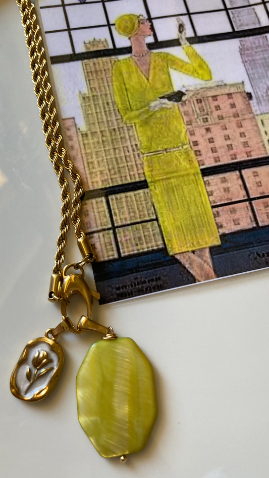 Collana Braid Con Pendente Madreperla e Ciondolo Acciaio