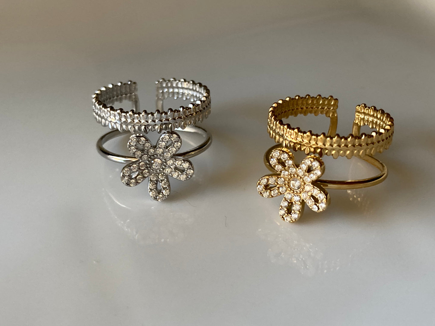 Anello Doppio Giro con Fiore
