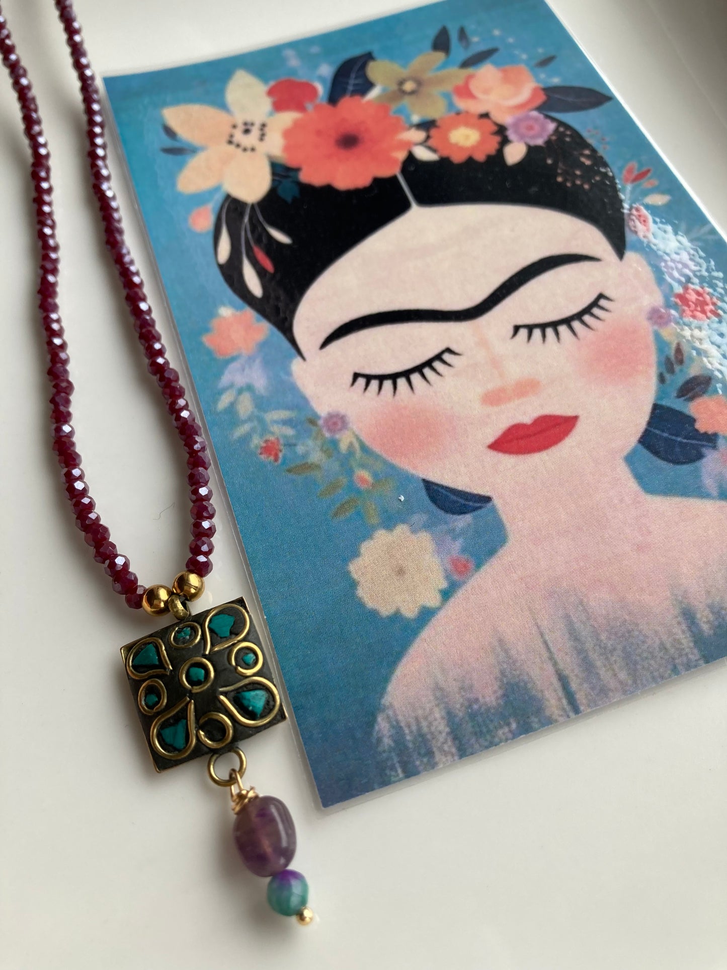 Collana Girocollo Cristallini e Pendente Indiano