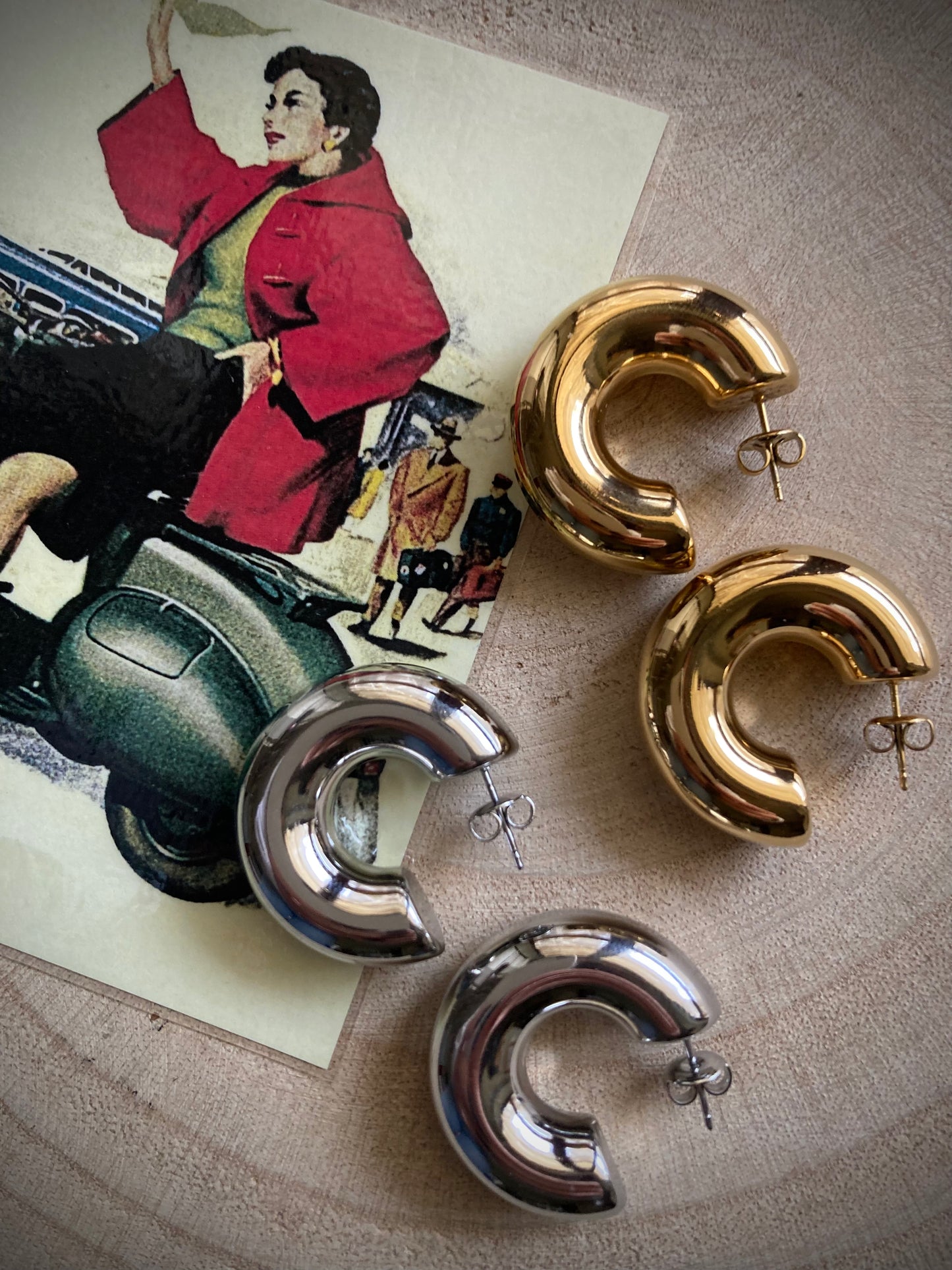 Bold chunky hoop earrings