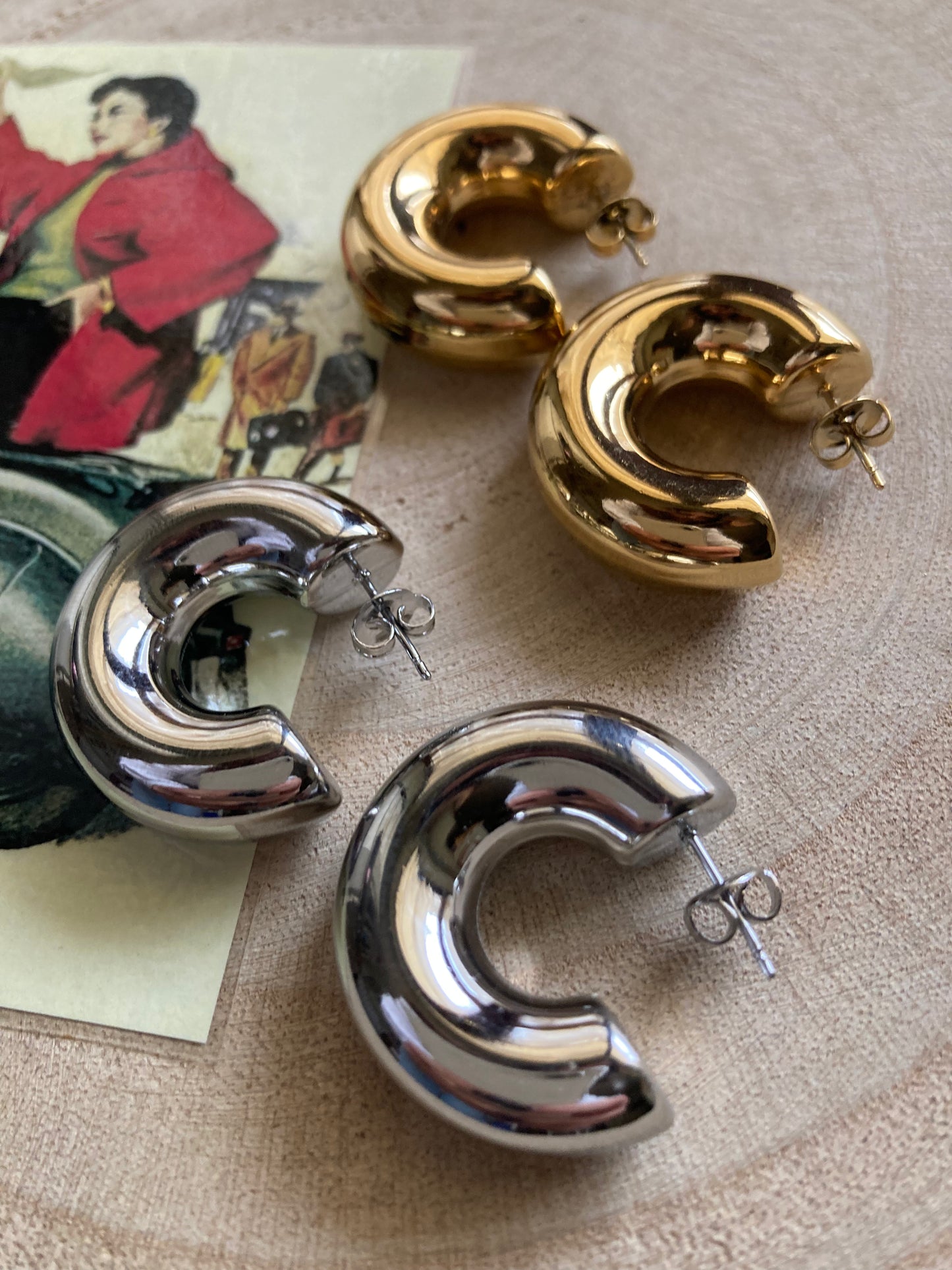 Bold chunky hoop earrings