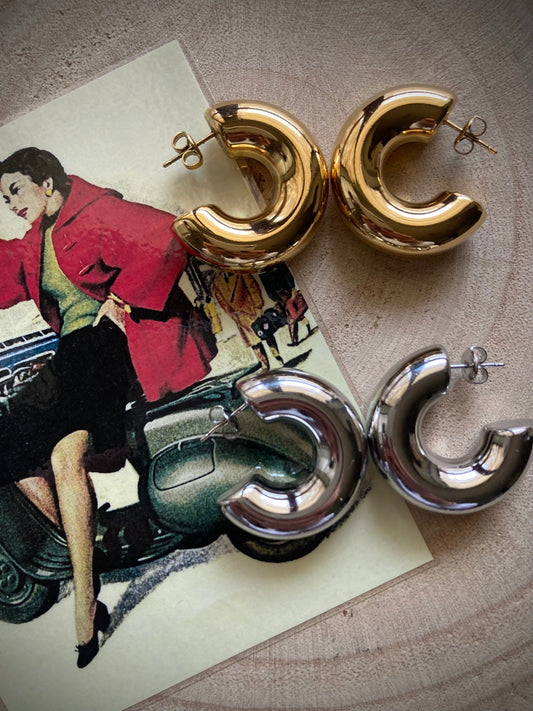 Bold chunky hoop earrings