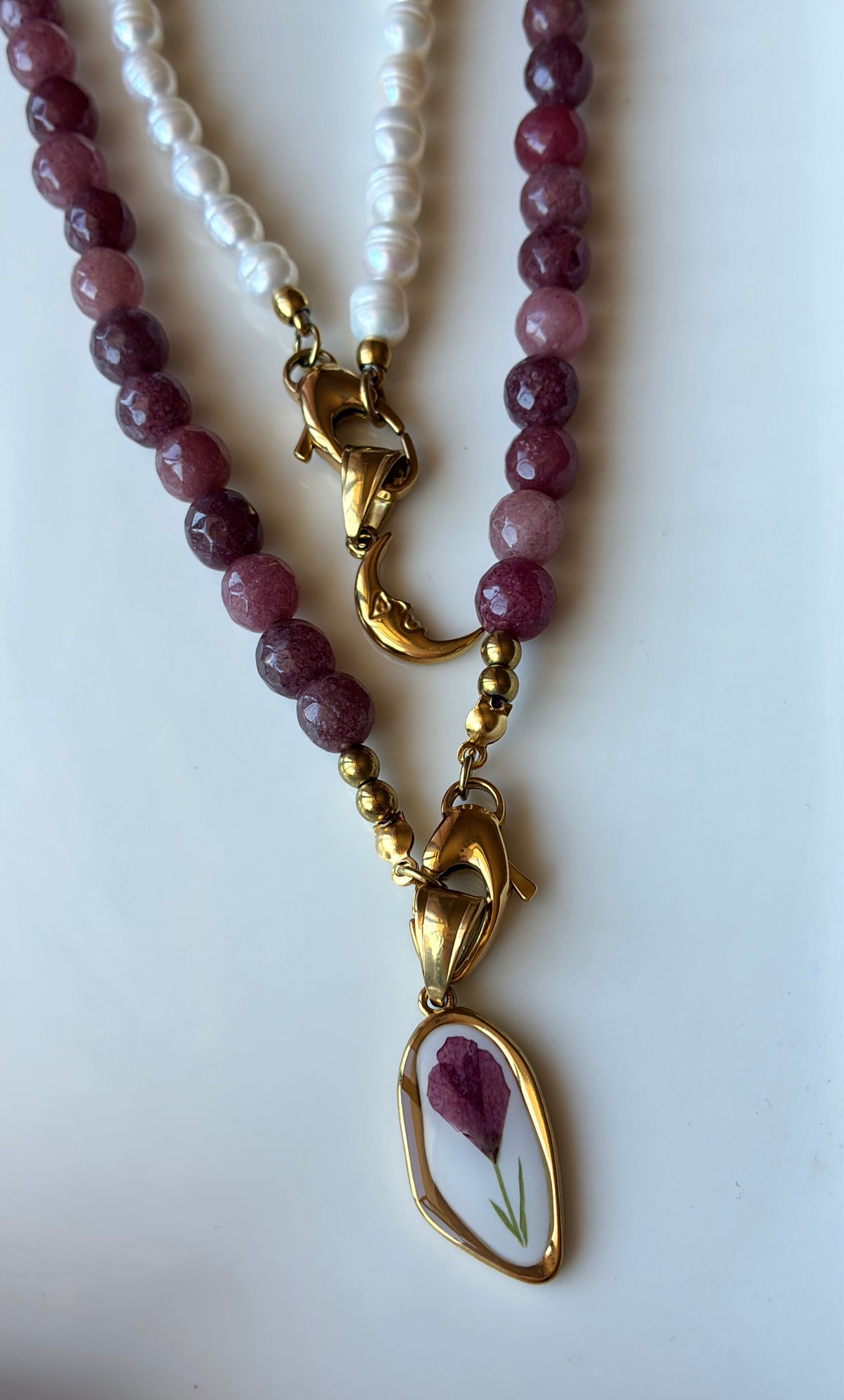 Collana con Pietre di Giada Multicolor