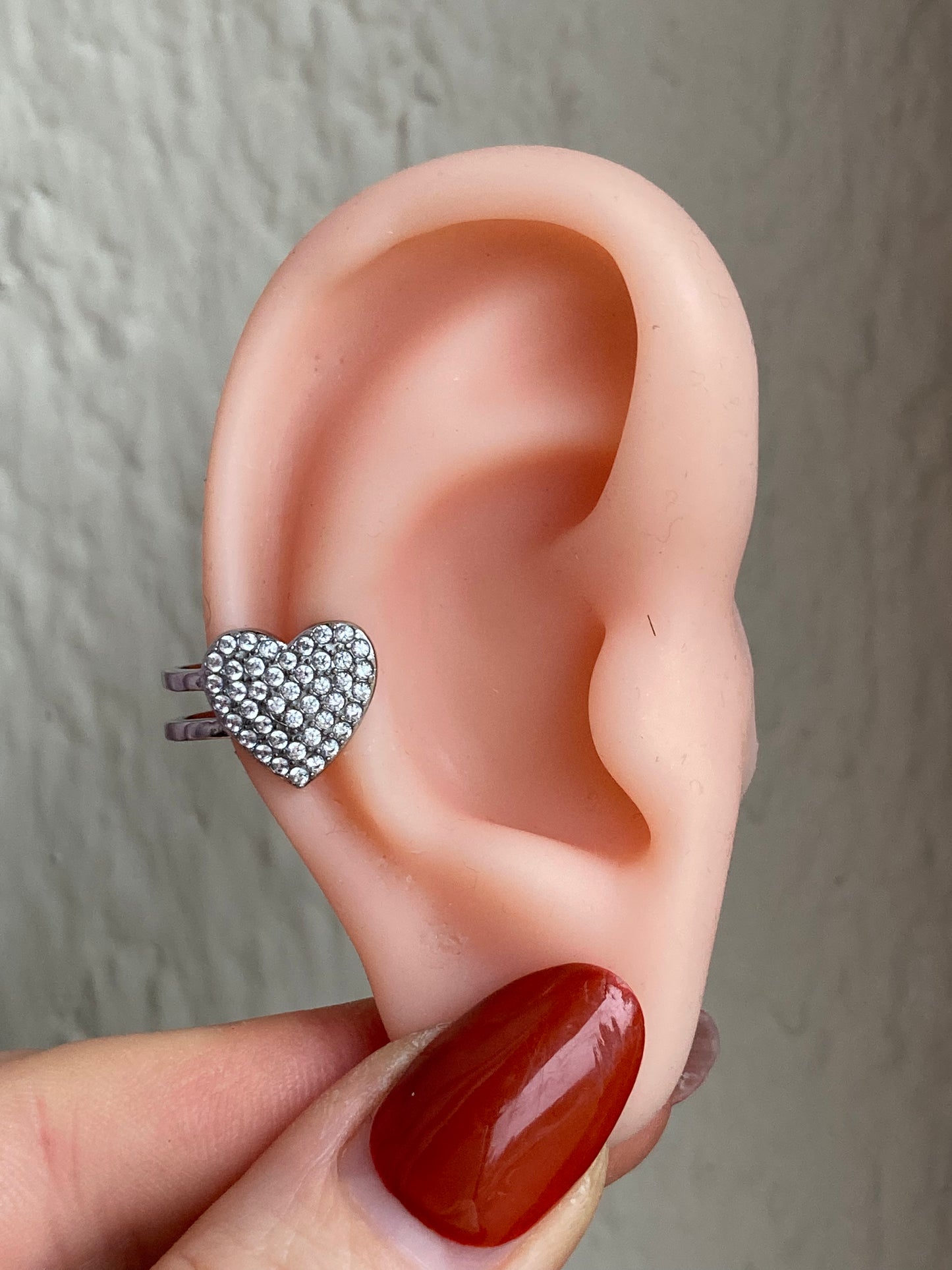 Orecchino Earcuff Cuore Pavè Silver
