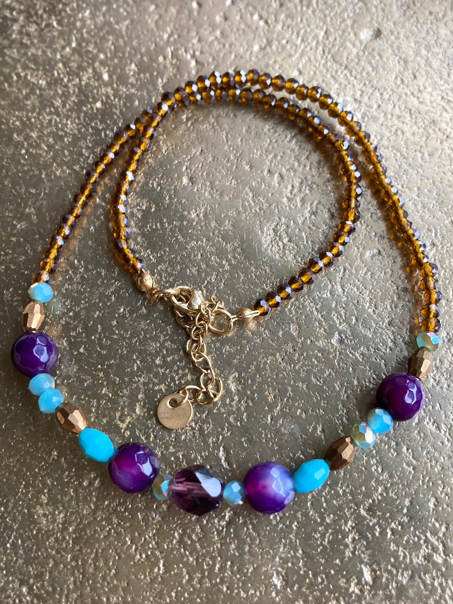 Collana Cristalli Ambra e Mix Viola, Azzurro