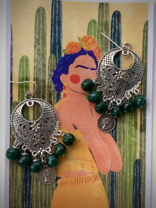 Orecchini Chandelier Agata Verde Smeraldo