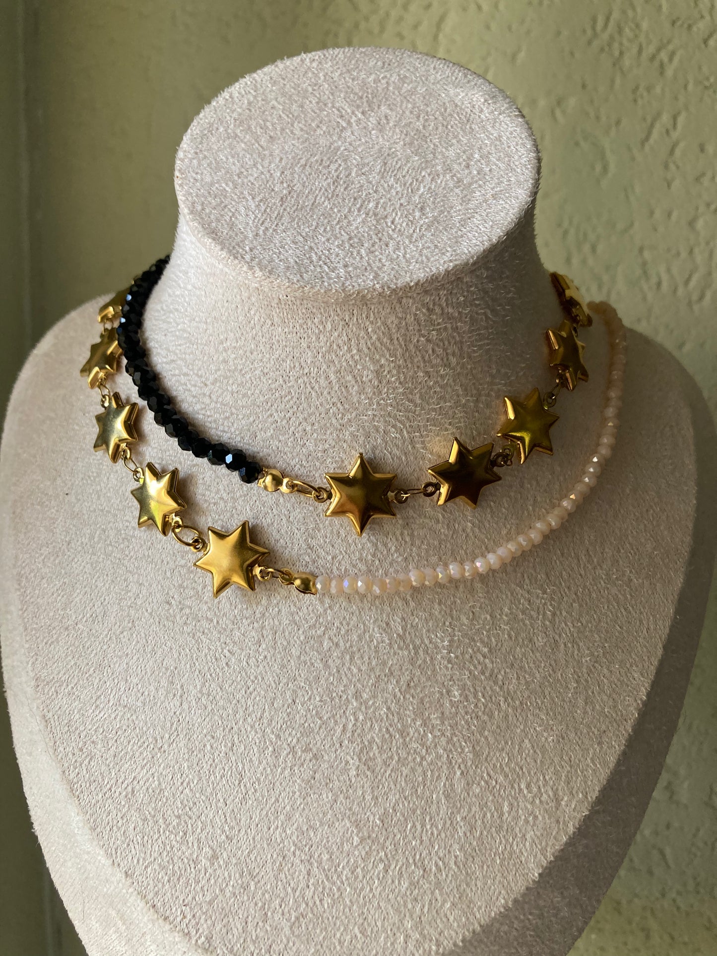 Collana Girocollo Duo, Cristalli e Stelle in Acciaio