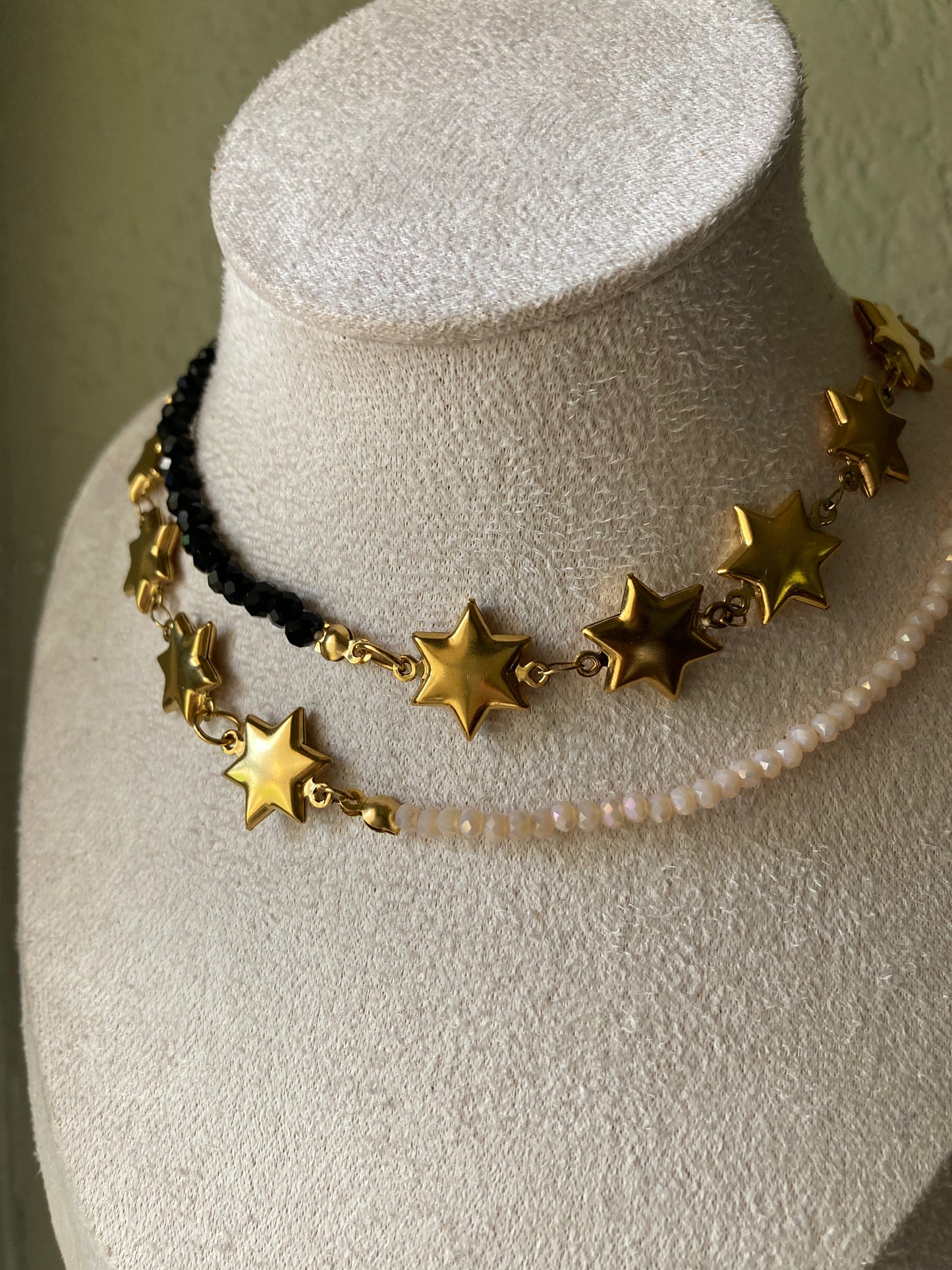 Collana Girocollo Duo, Cristalli e Stelle in Acciaio