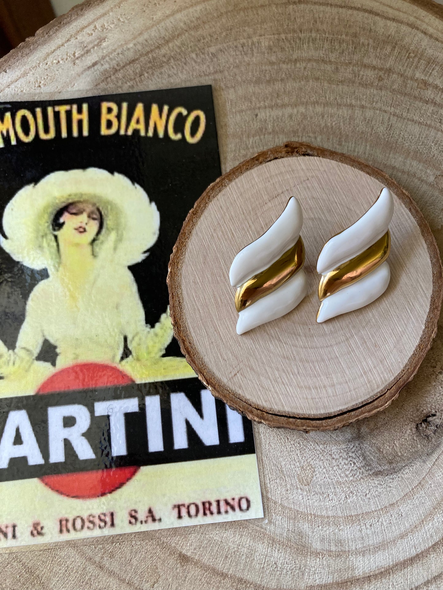 Flag earrings smaltati