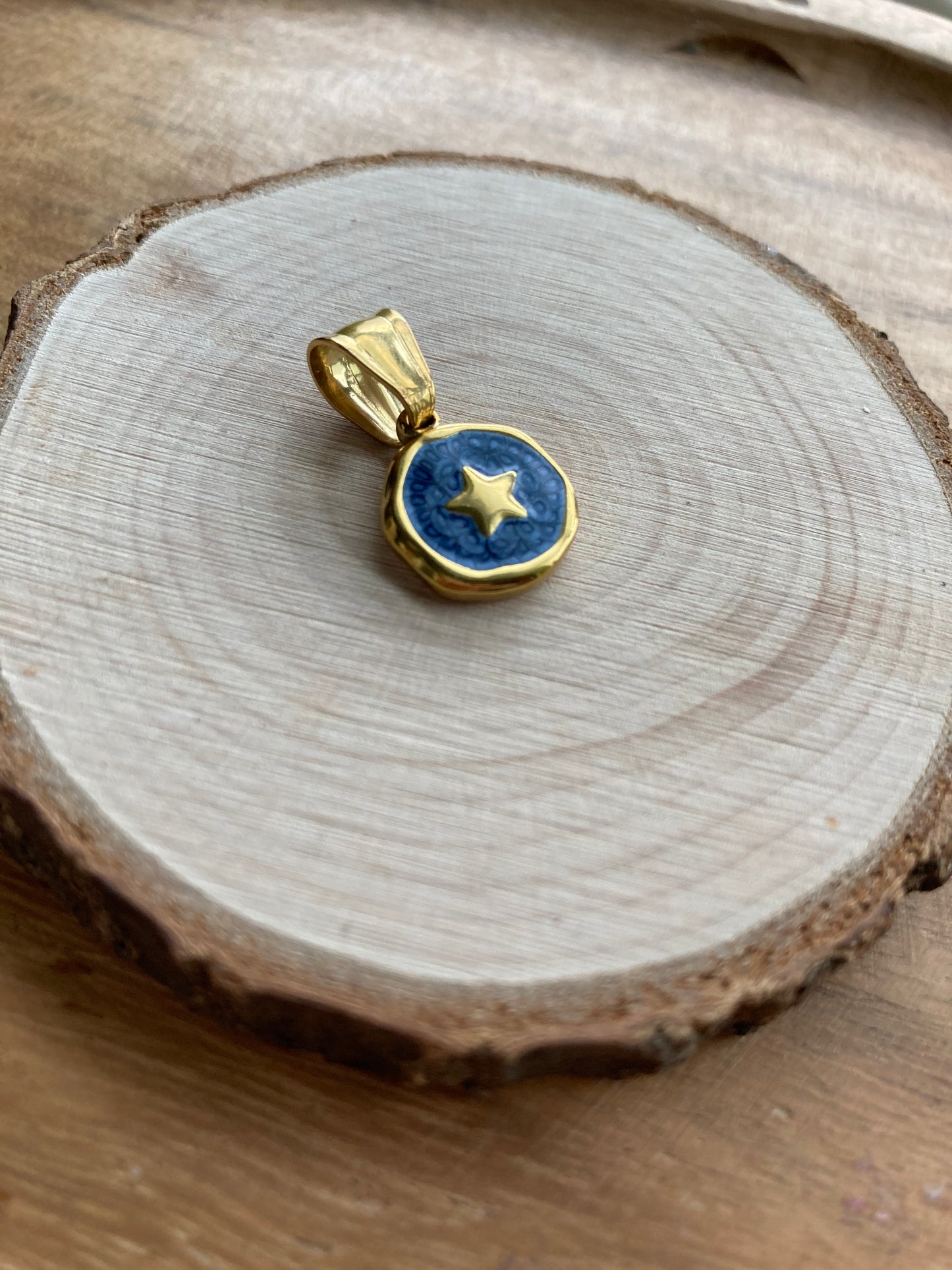 Ciondolo Stella Smaltato Blu, Gold