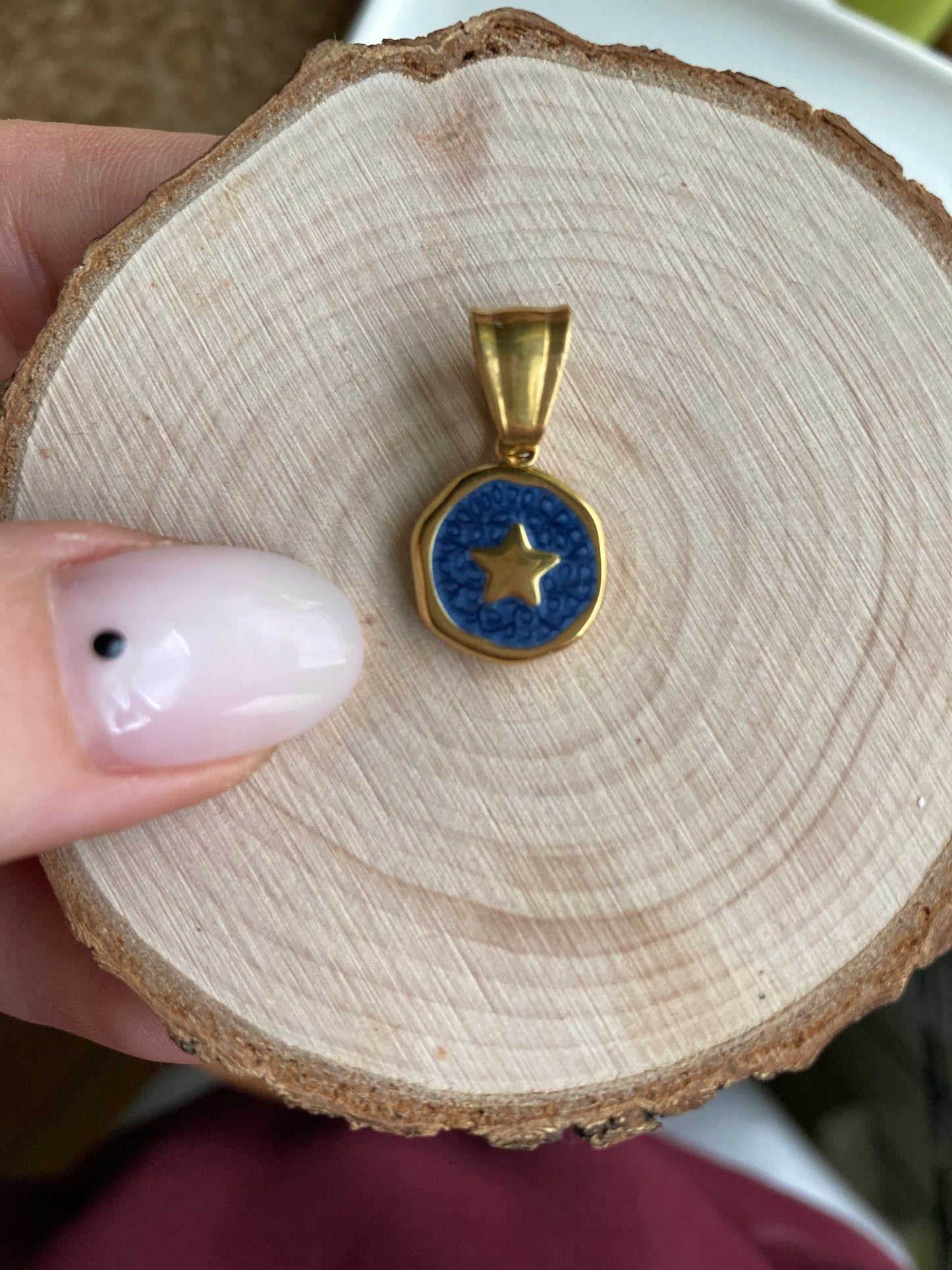 Ciondolo Stella Smaltato Blu, Gold