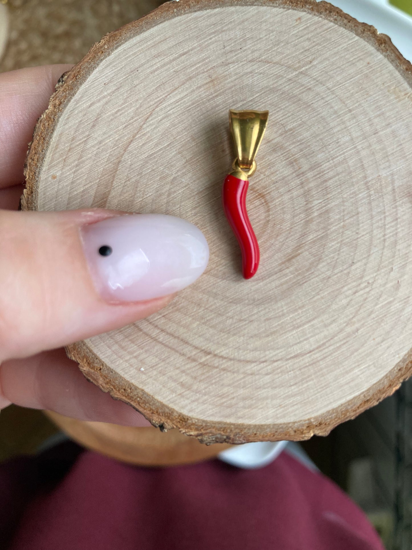 Ciondolo Cornetto Rosso Gold