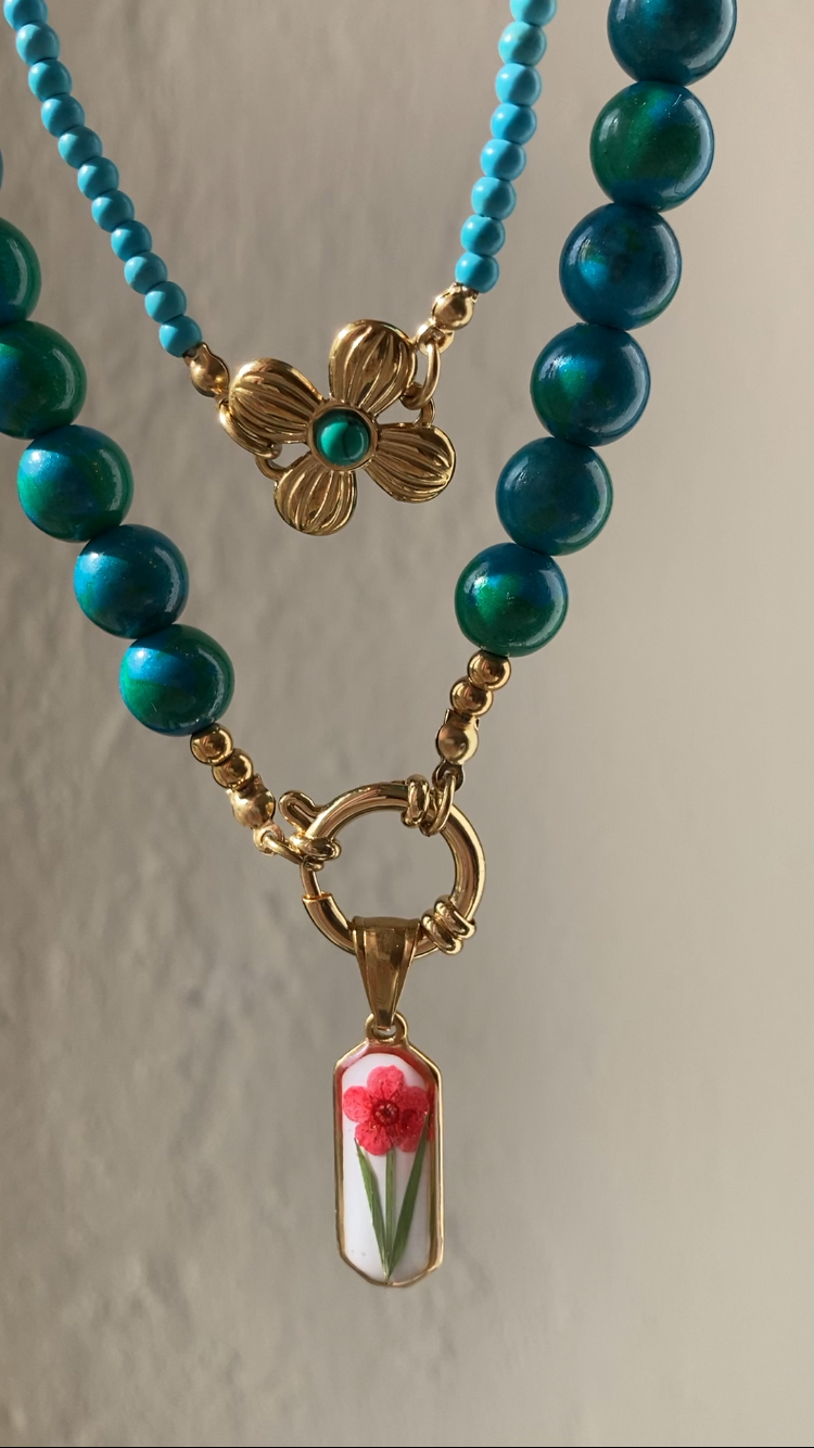 Collana Girocollo Ottanio con Sfumature Verdi