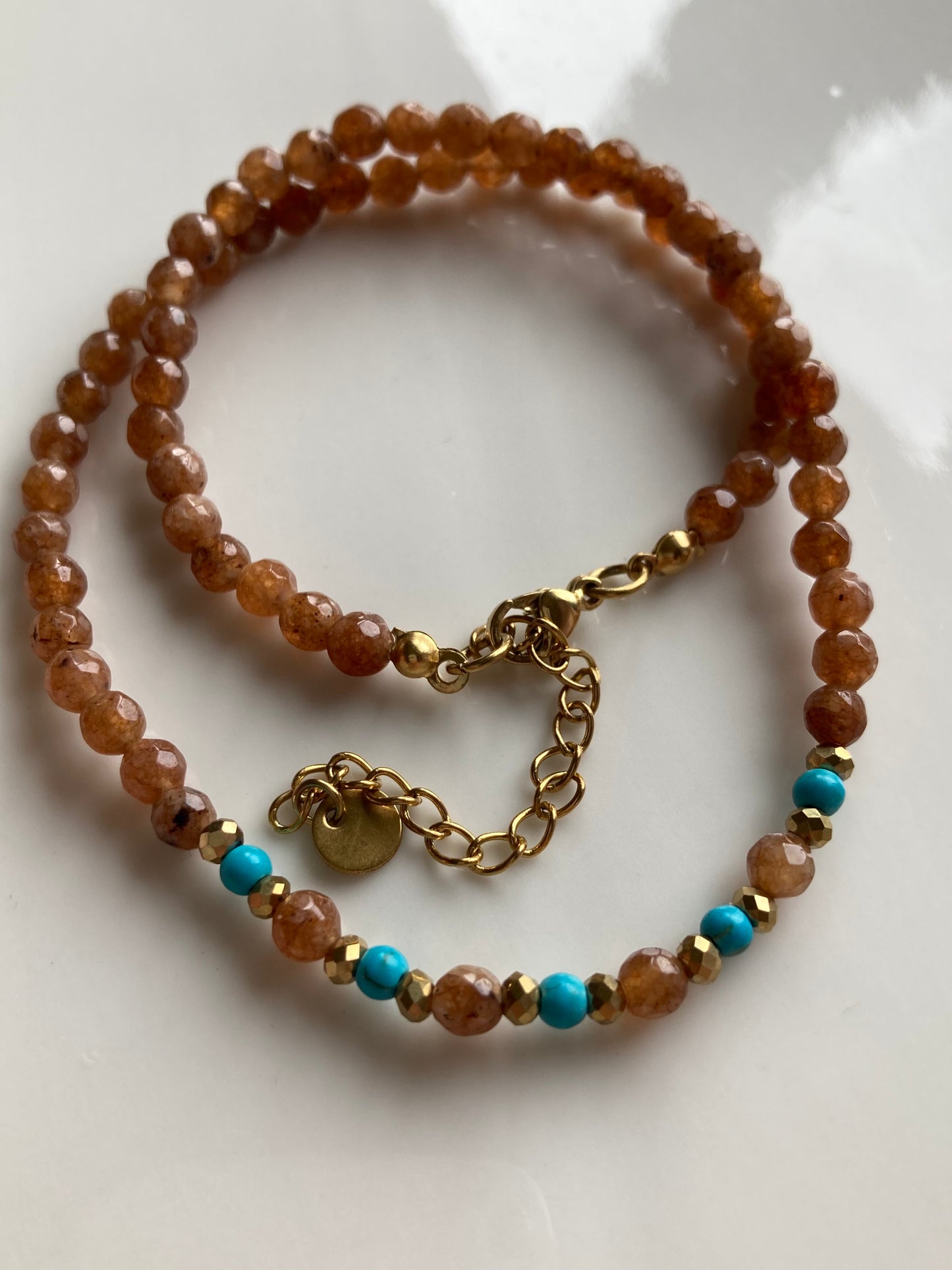 Collana Girocollo Choker con Pietre di Agata Nocciola