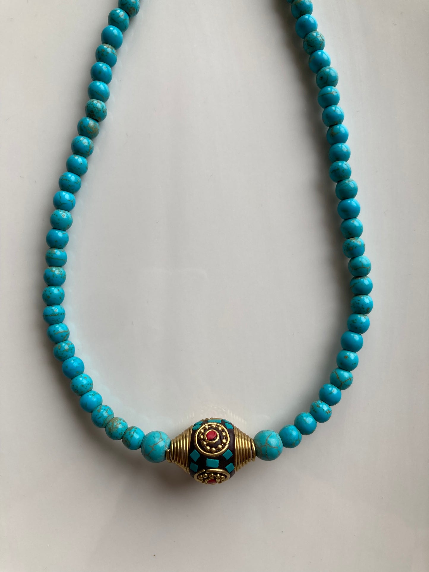 Collana Girocollo Pasta di Turchese e Perla Nepalese