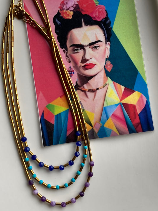 Girocollo Choker Ematite Dorata con Pietre Colorate