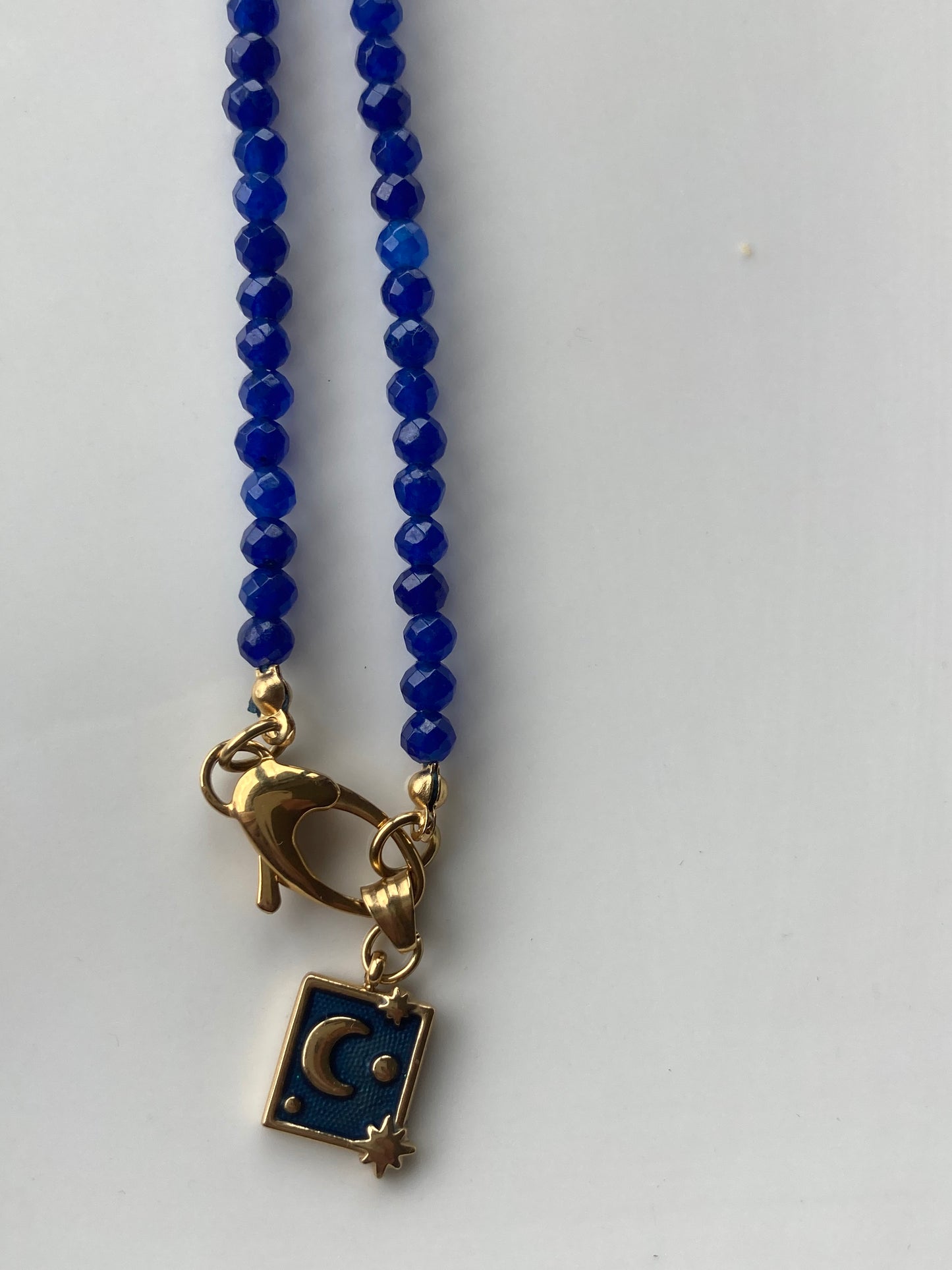 Collana Agata Blu e Pendente Cielo e Luna
